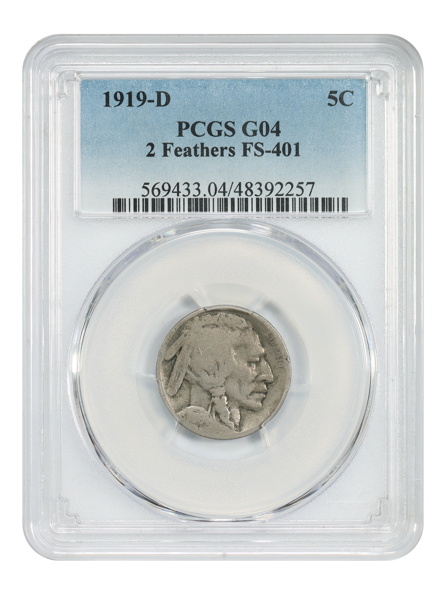 1919-D 5C PCGS Good 04 (2 Feathers, FS-401)