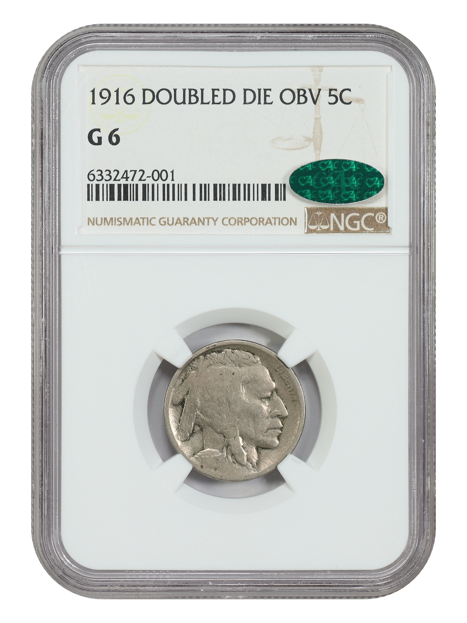 1916 5C NGC/CAC Good 06 (Doubled Die Obverse)