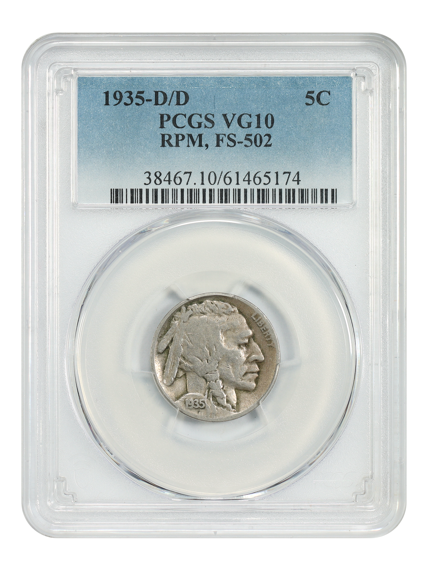 1935-D/D 5C PCGS VG10 (RPM, FS-502)