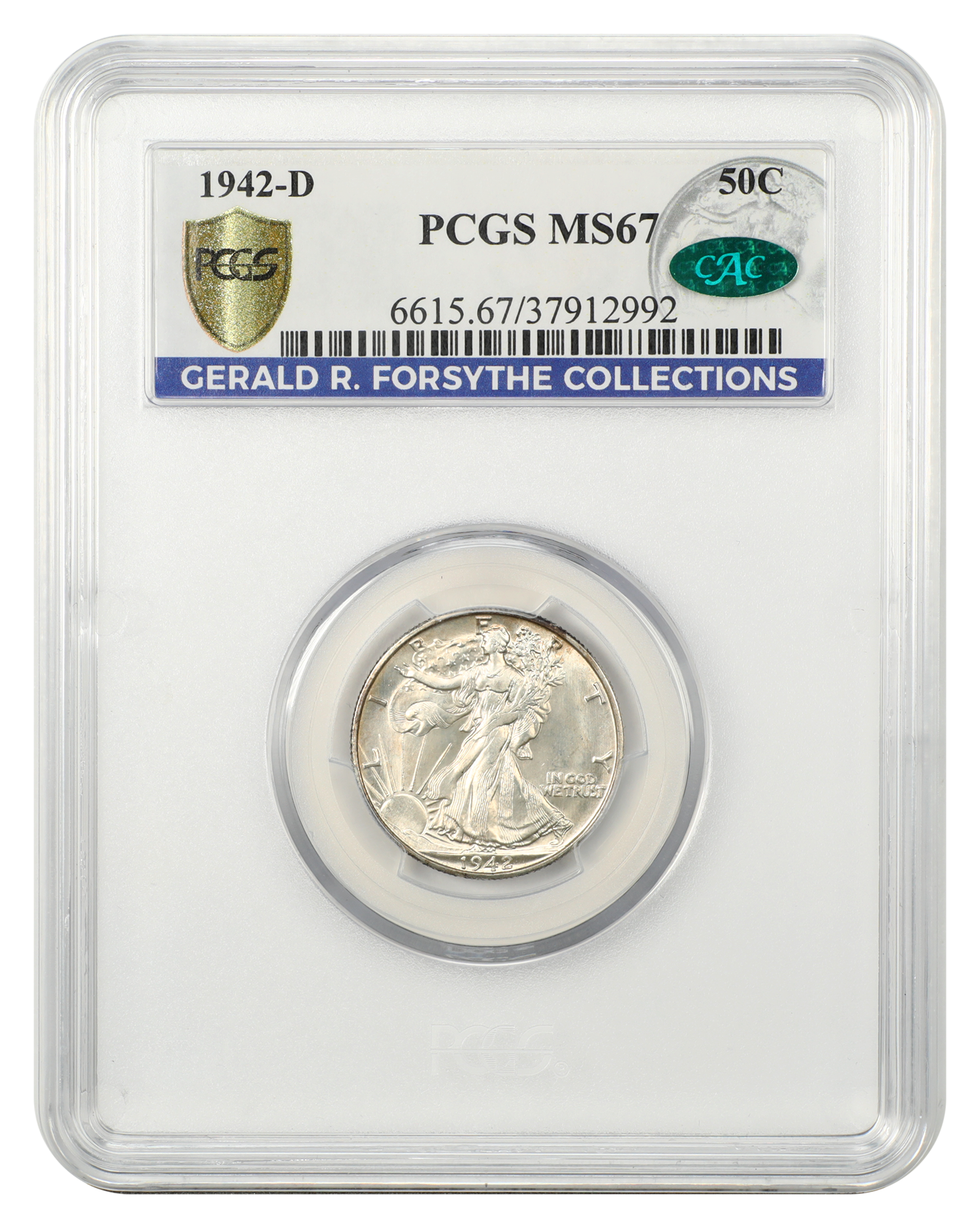 1942-D 50C PCGS/CAC MS67 ex: Gerald R. Forsythe