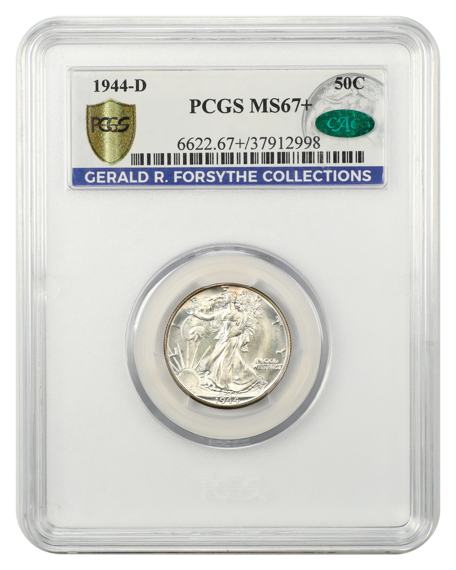1944-D 50C PCGS/CAC MS67+ ex: Gerald R. Forsythe