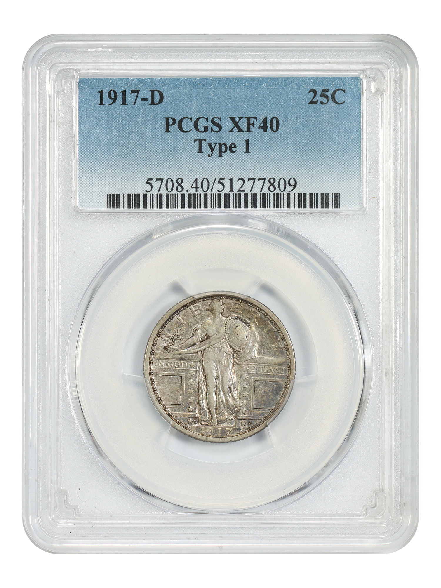 1917-D 25C PCGS XF40 (Type 1)