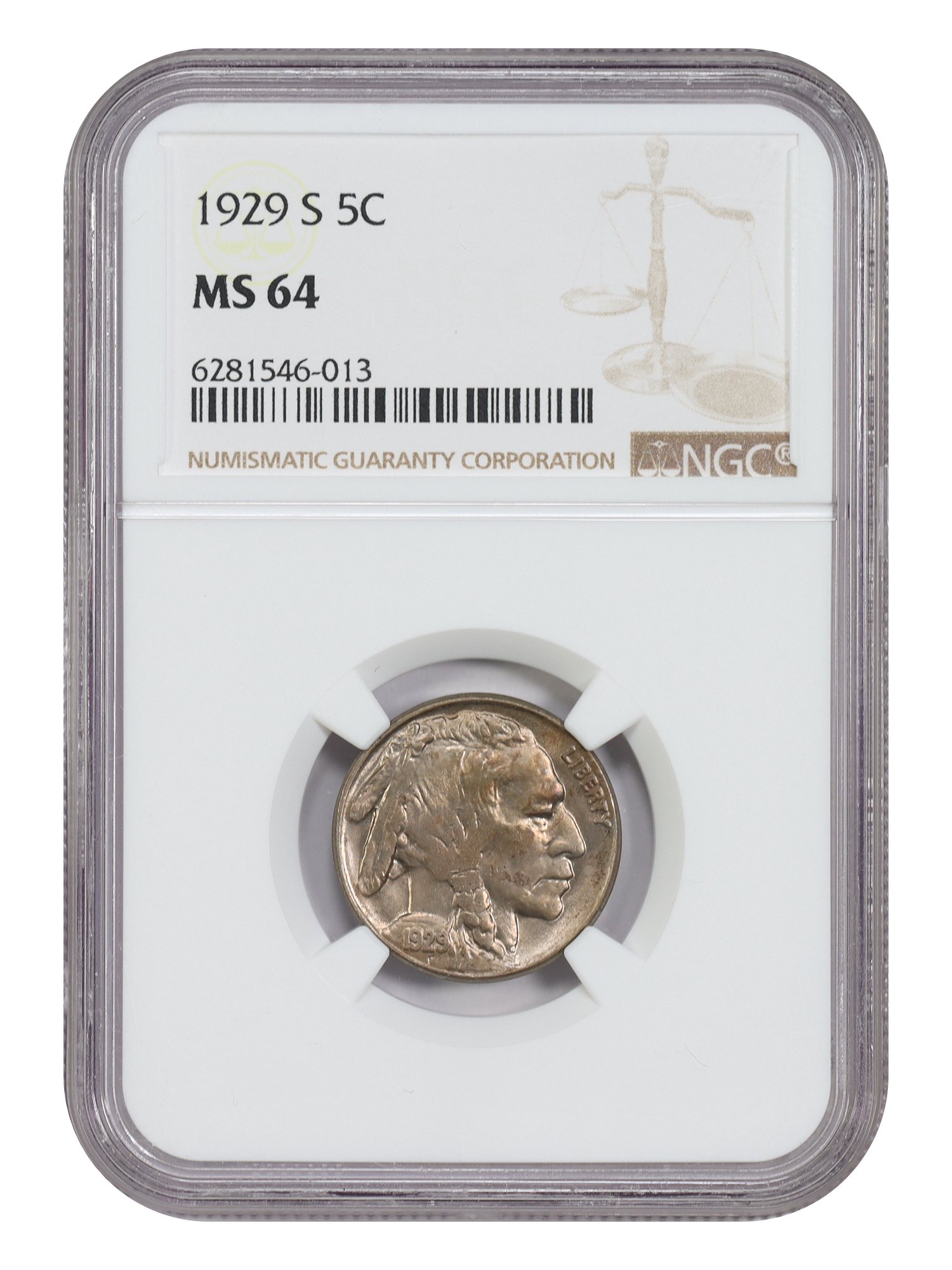 1929-S 5C NGC MS64