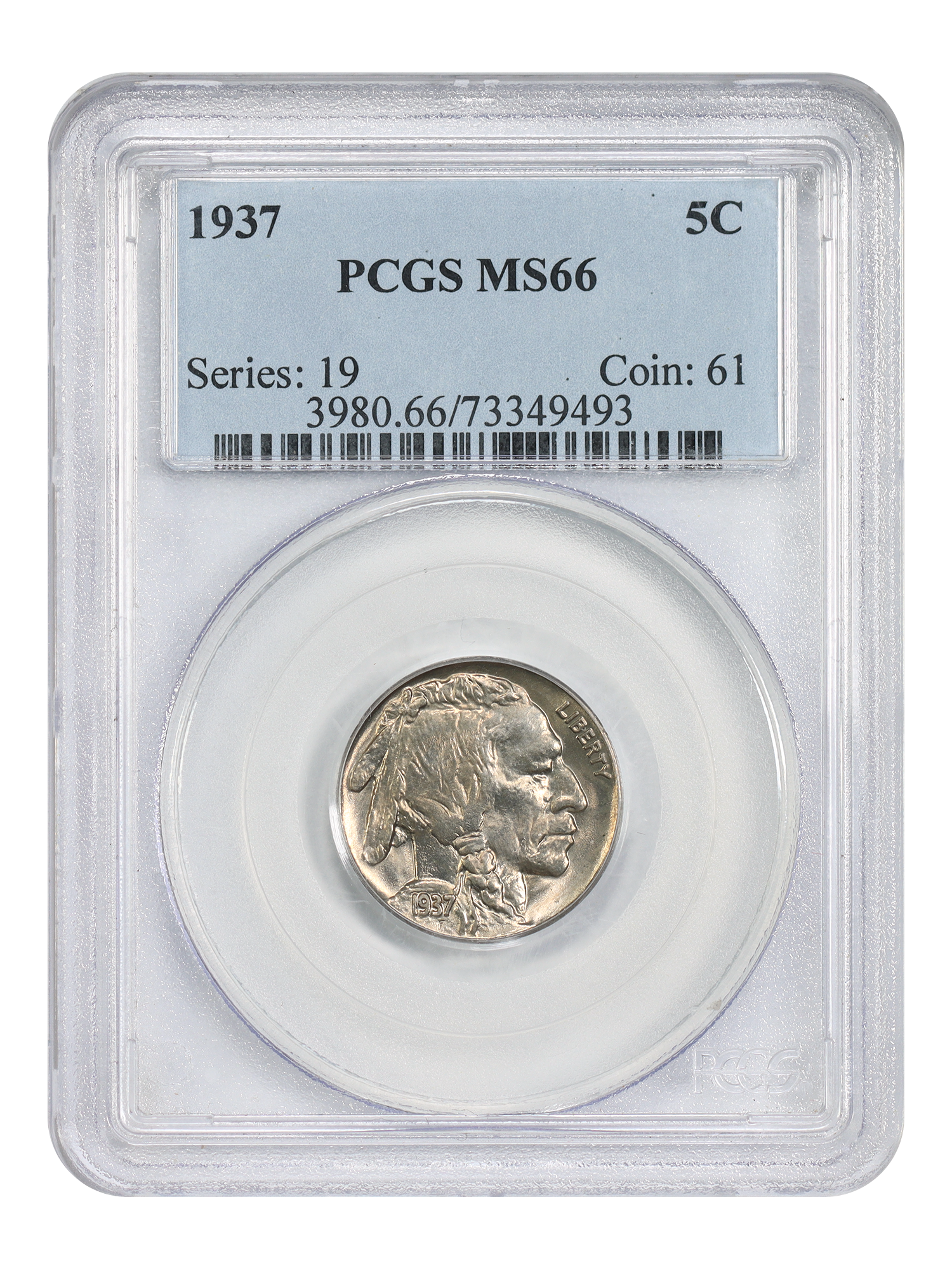 1937 5C PCGS MS66