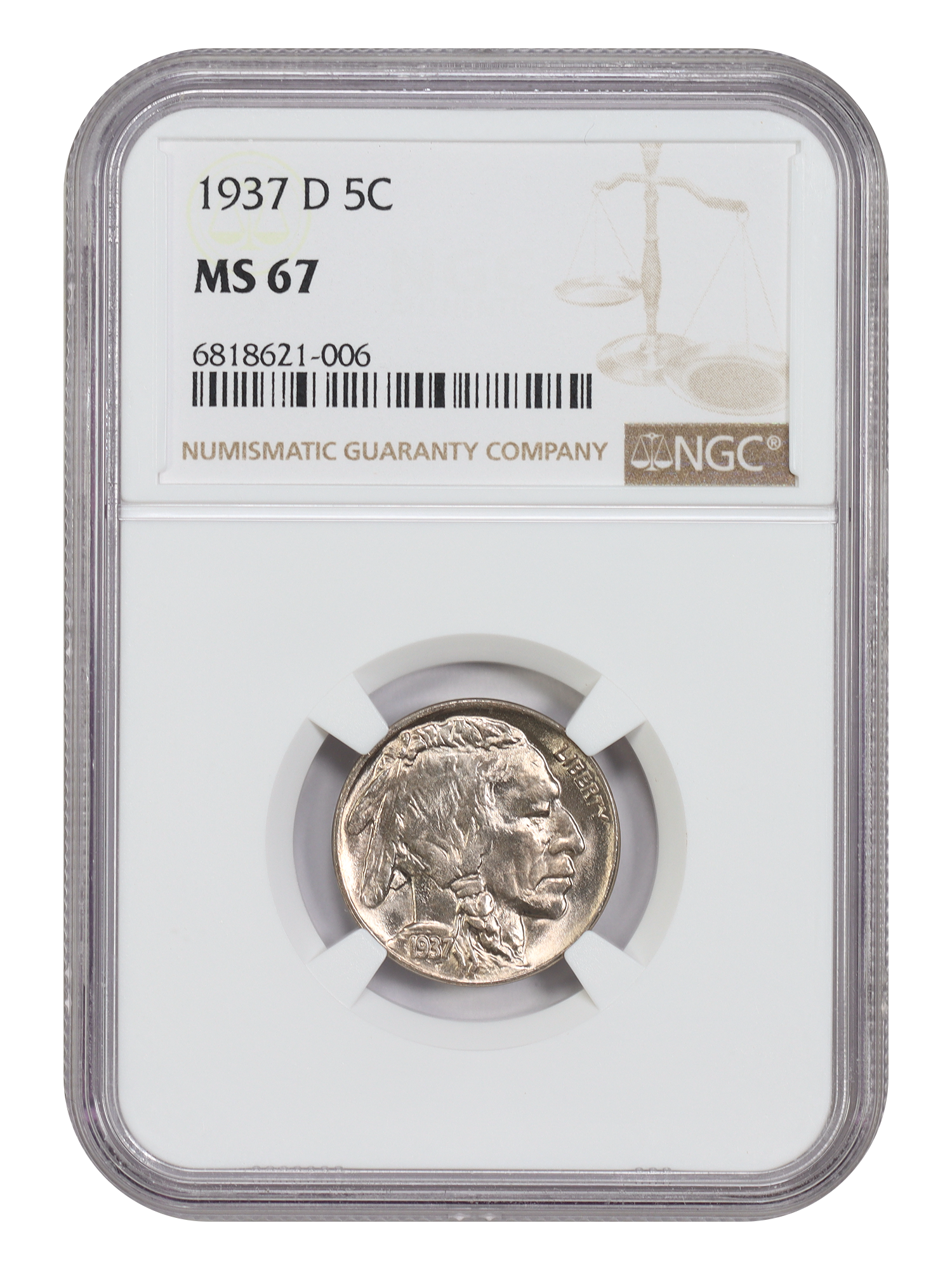 1937-D 5C NGC MS67