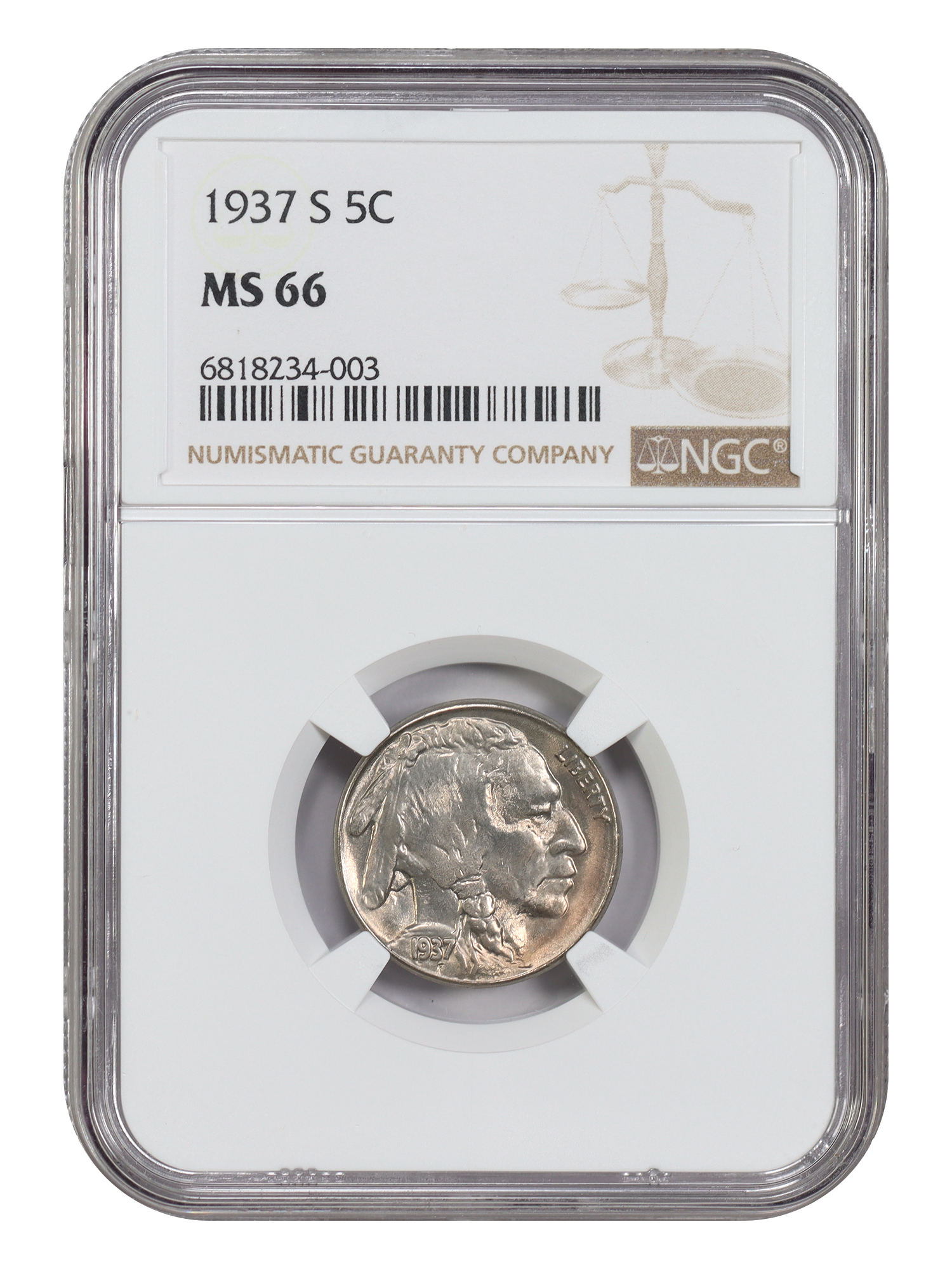1937-S 5C NGC MS66