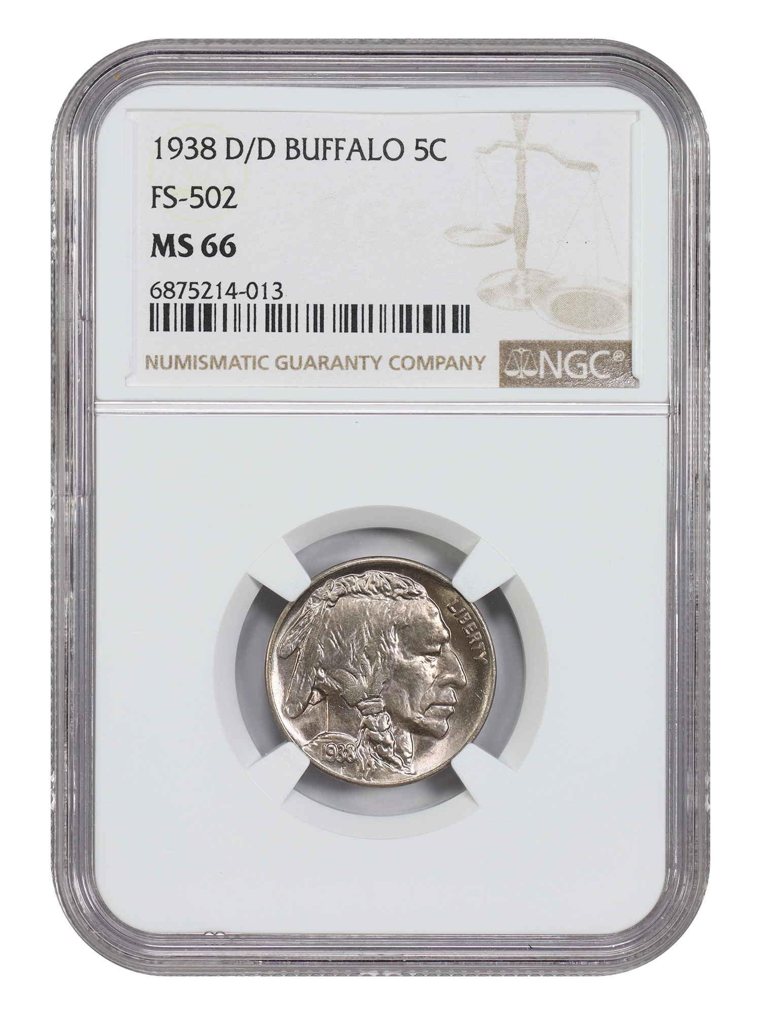 1938-D/D 5C Buffalo NGC MS66 (FS-502)