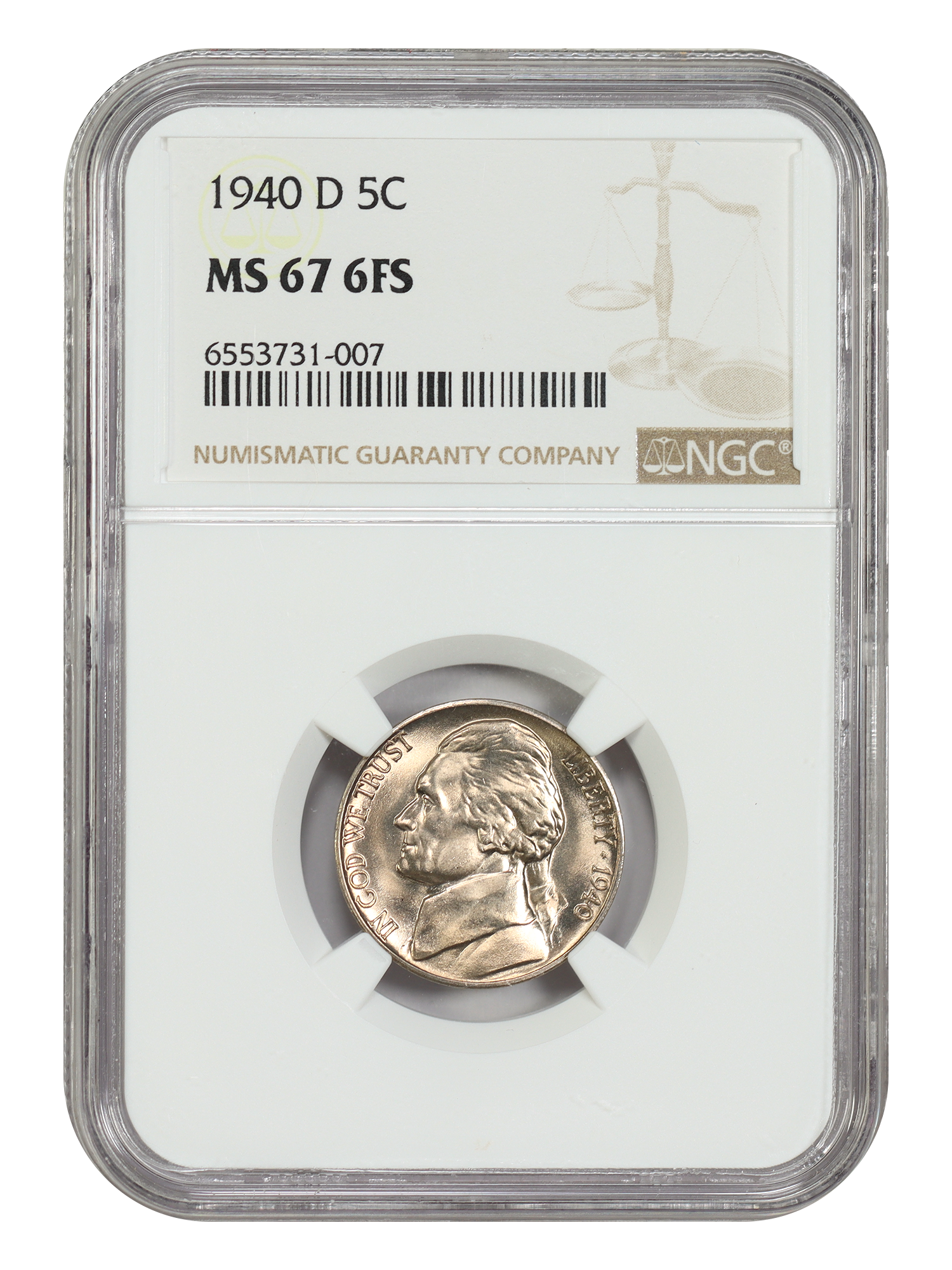1940-D 5C NGC MS67 6FS