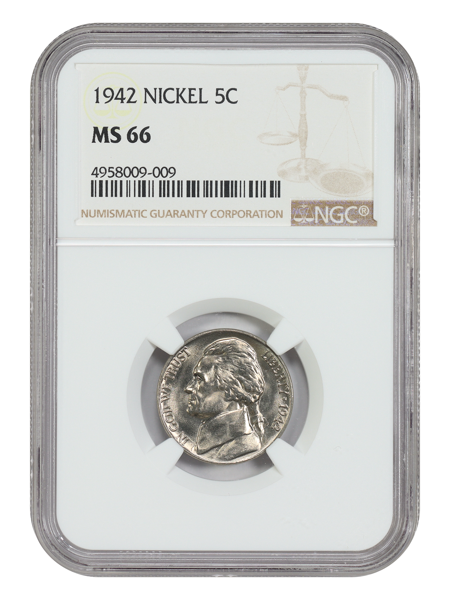 1942 5C NGC MS66 (Type 1)