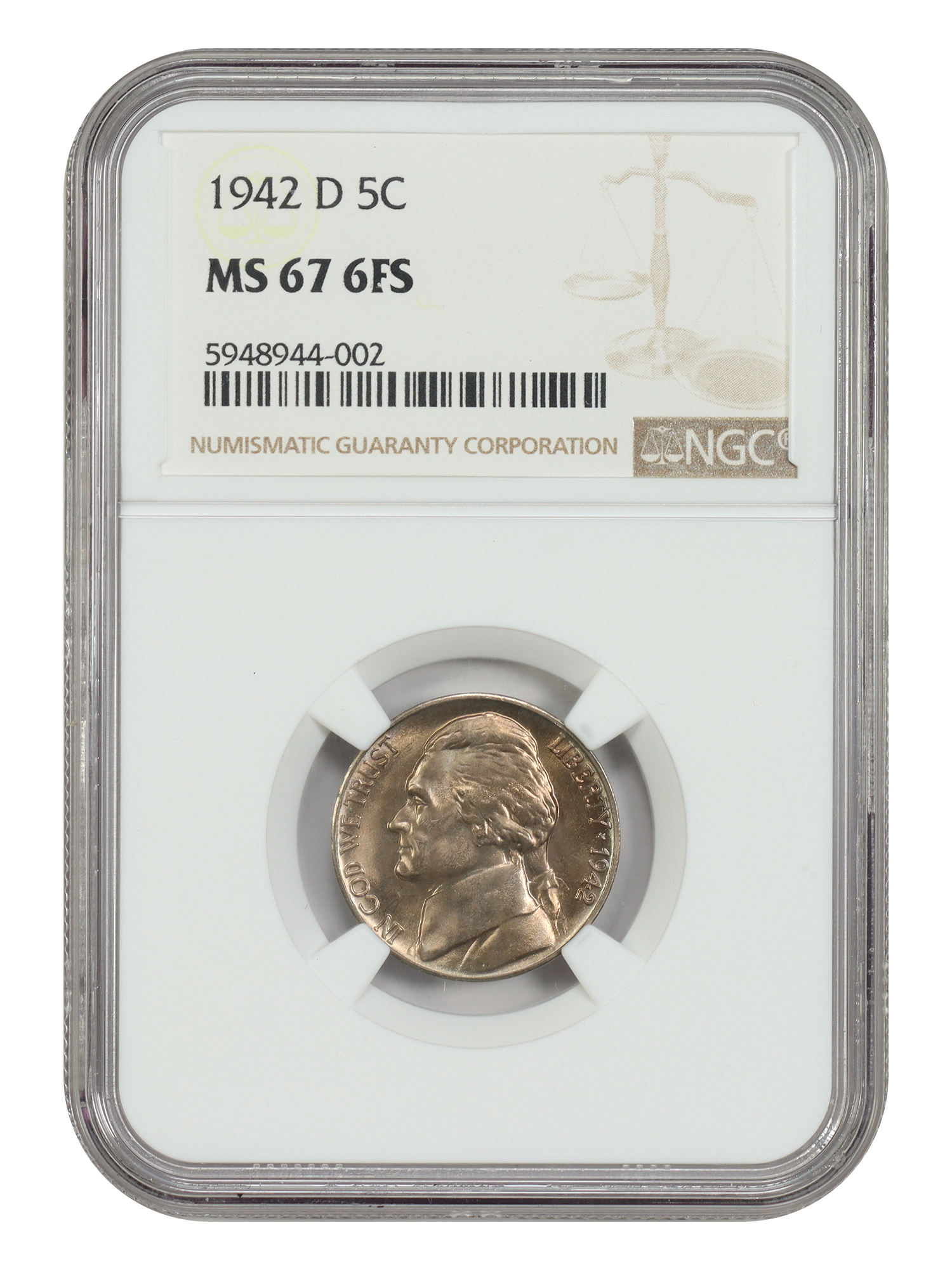 1942-D 5C NGC MS67 6FS