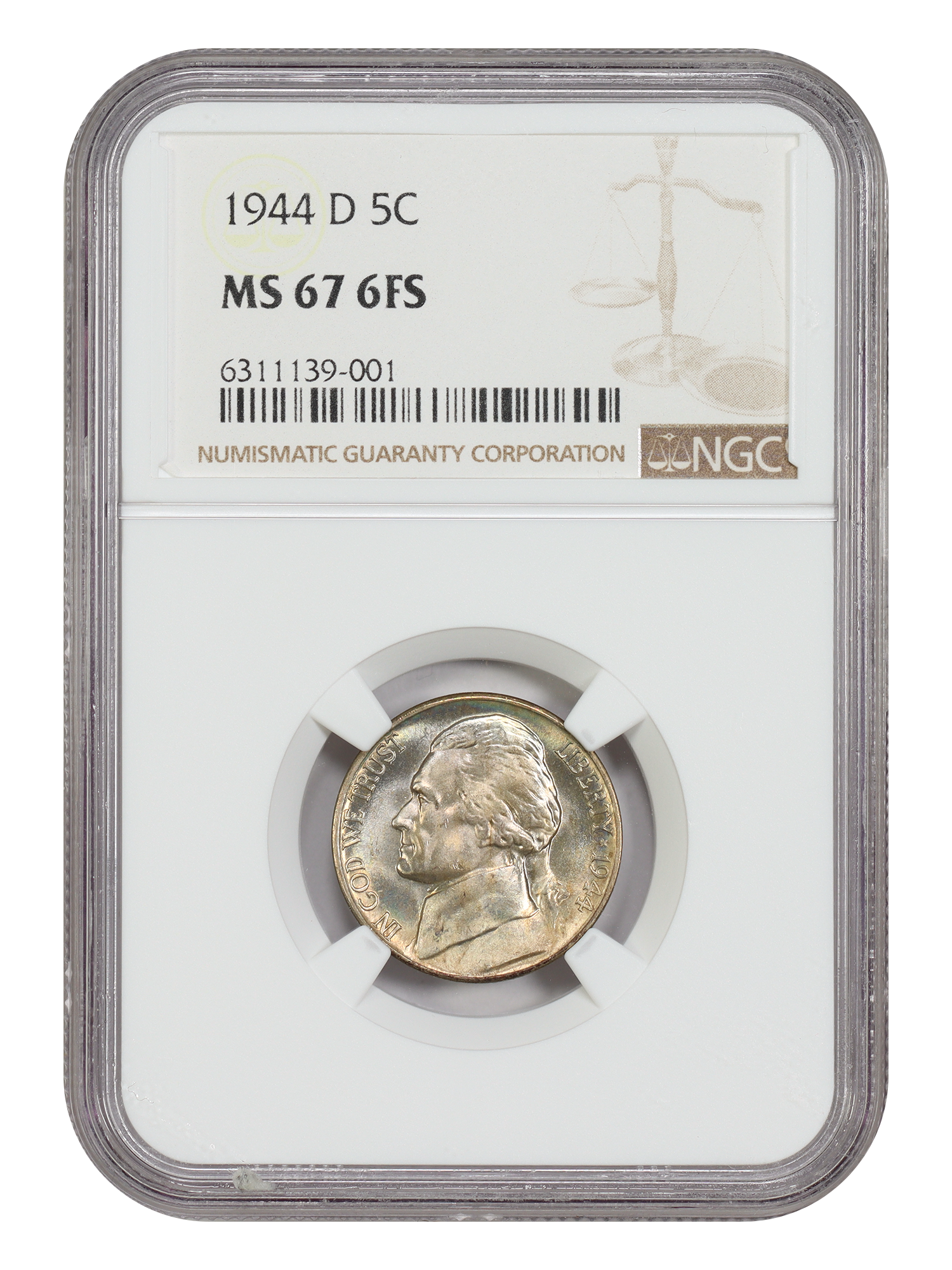 1944-D 5C NGC MS67 6FS