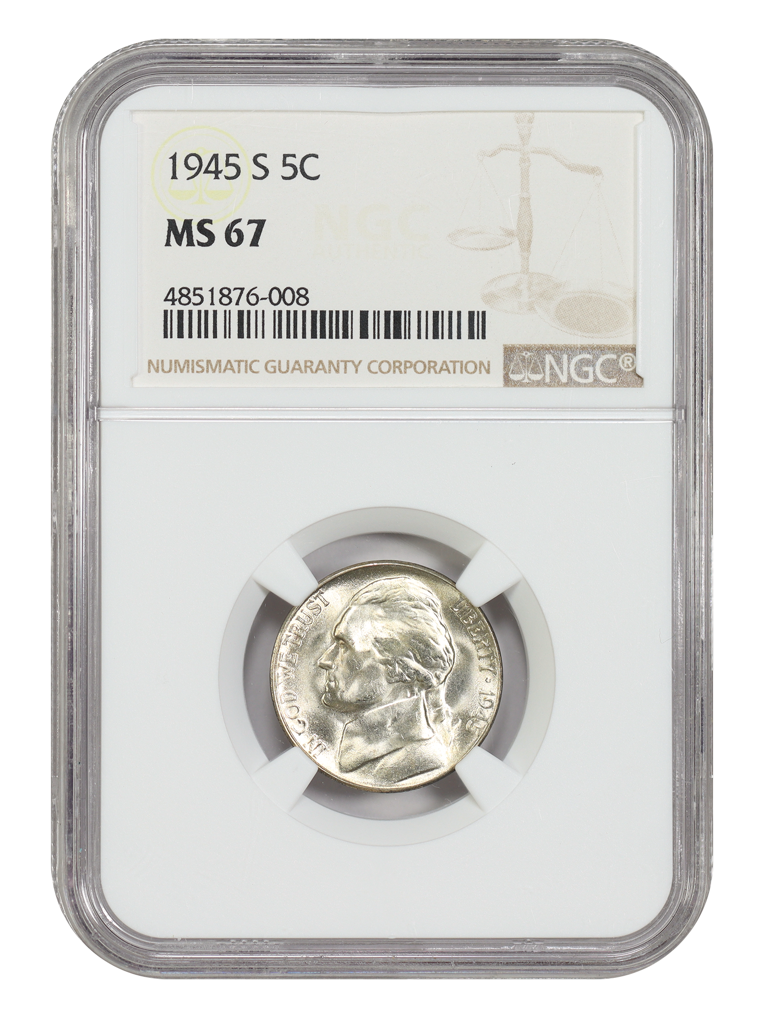 1945-S 5C NGC MS67