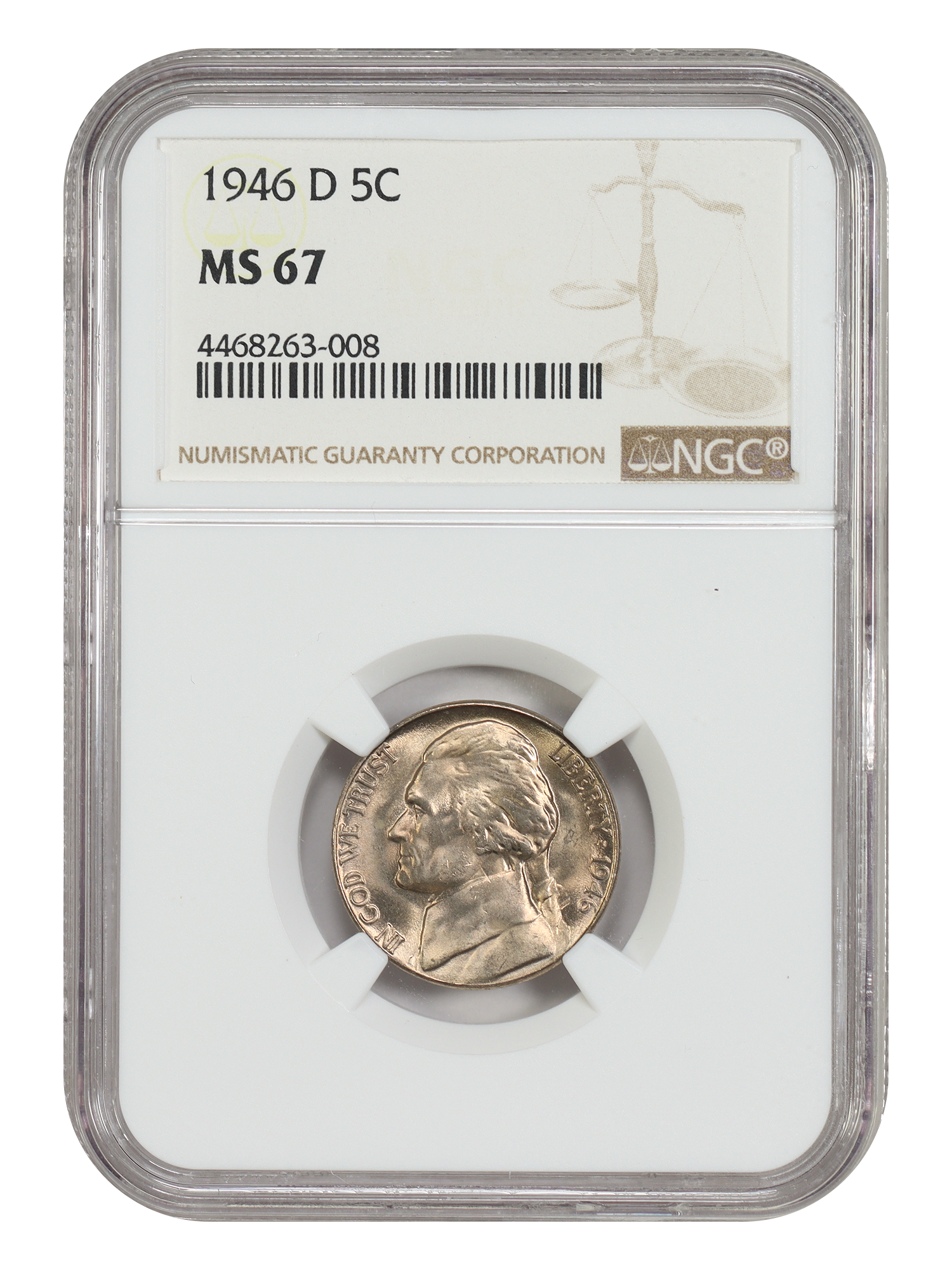1946-D 5C NGC MS67