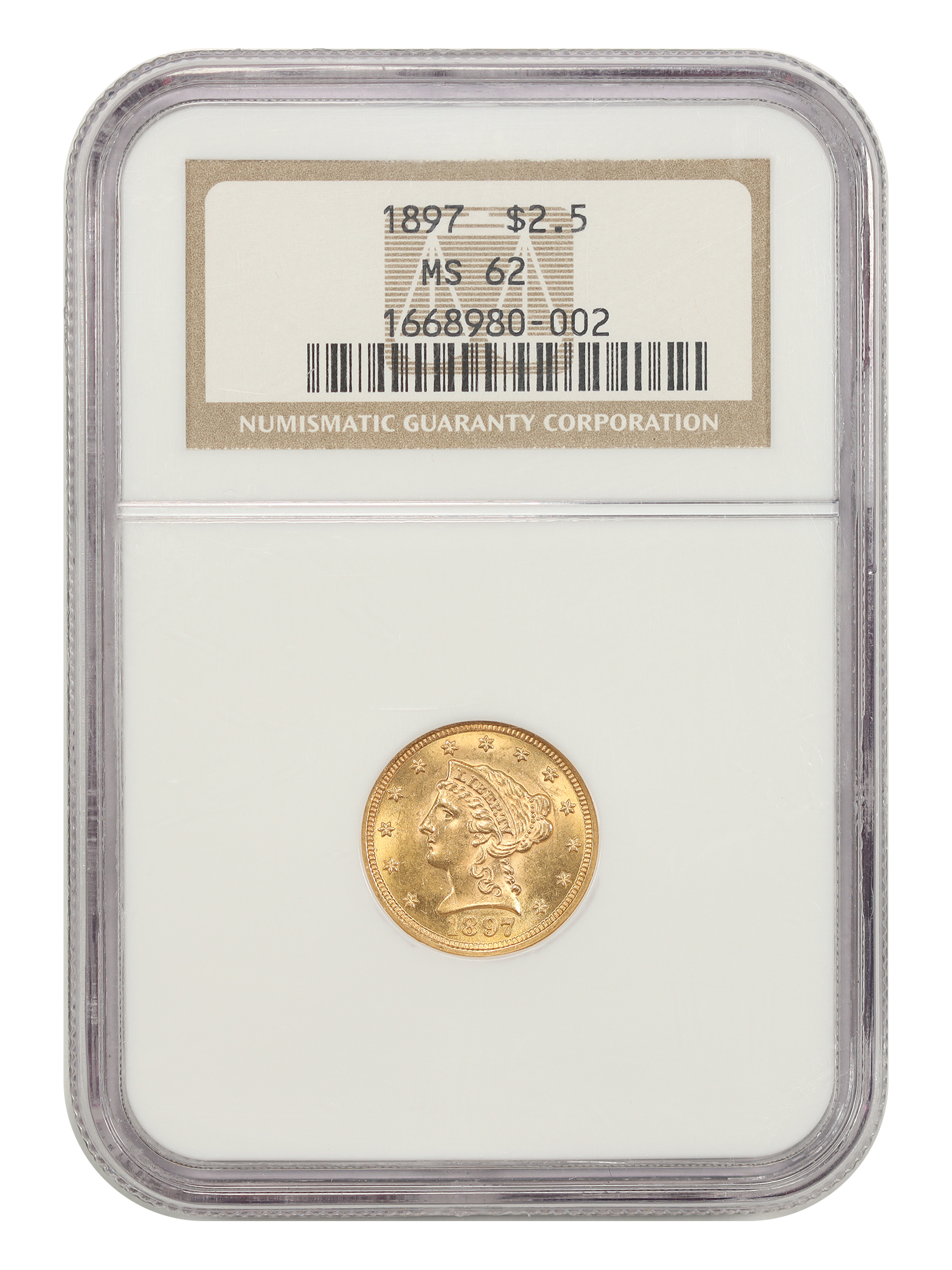 1897 $2.50 NGC MS62