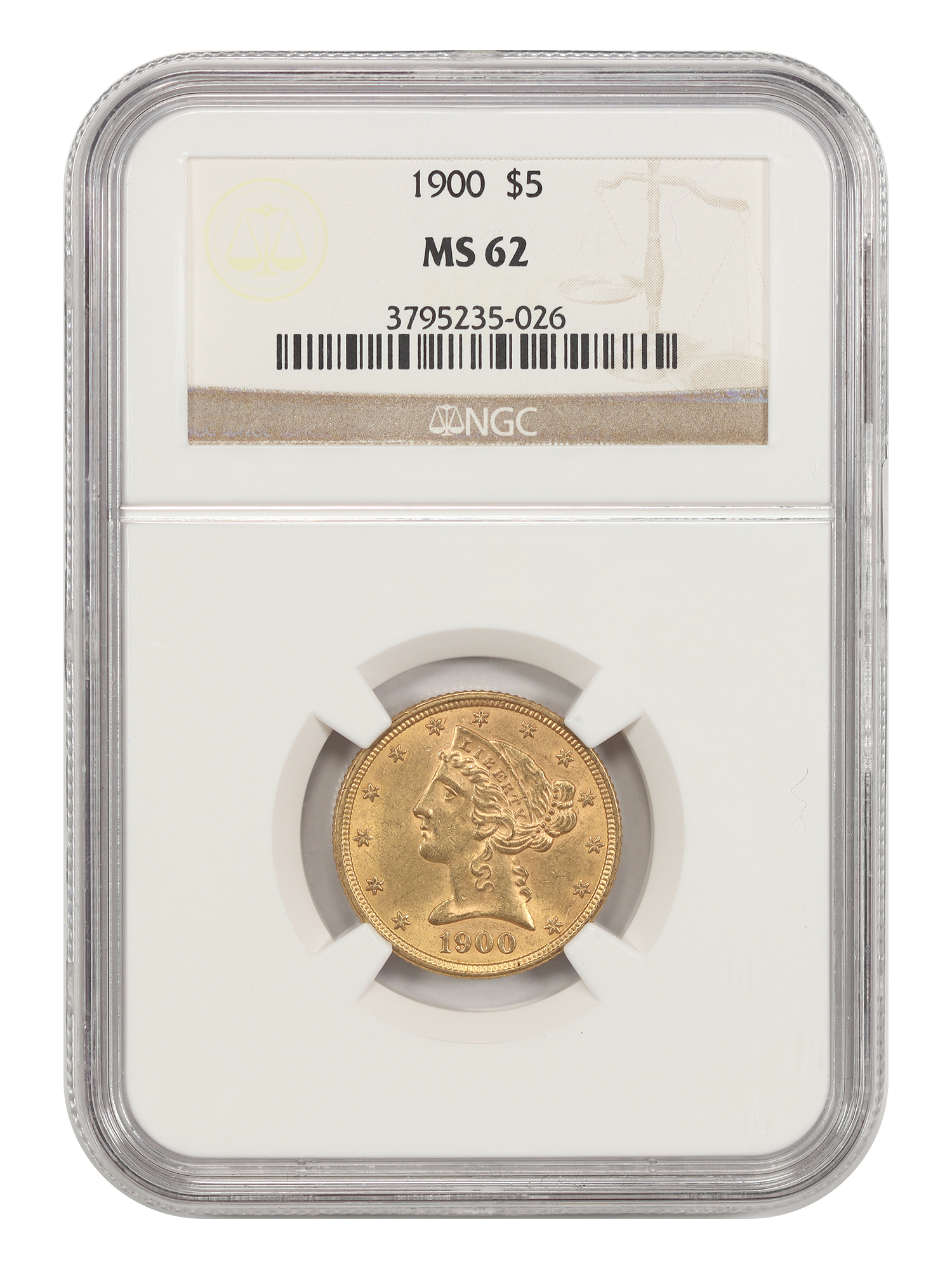 1900 $5 NGC MS62