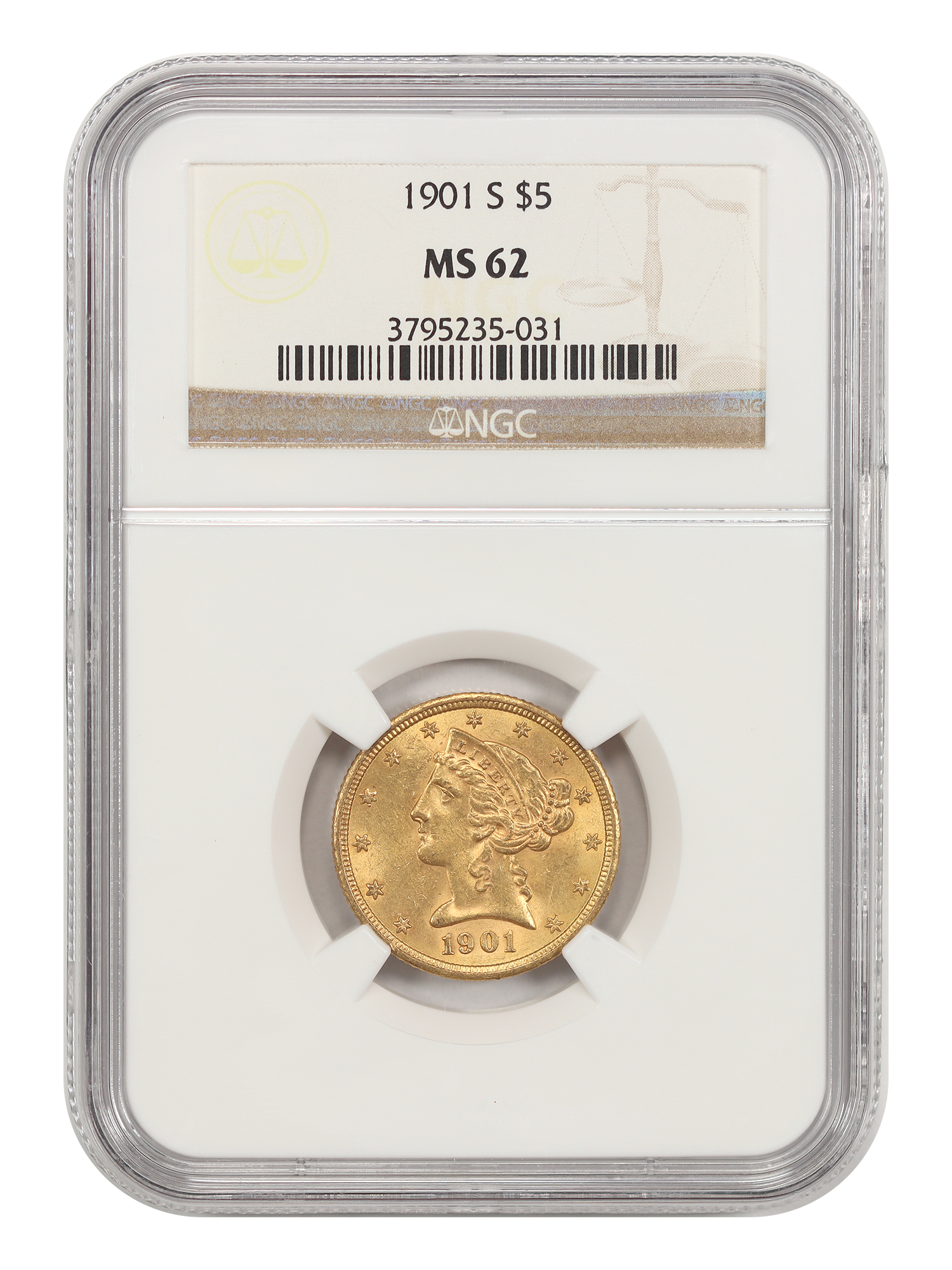 1901-S $5 NGC MS62