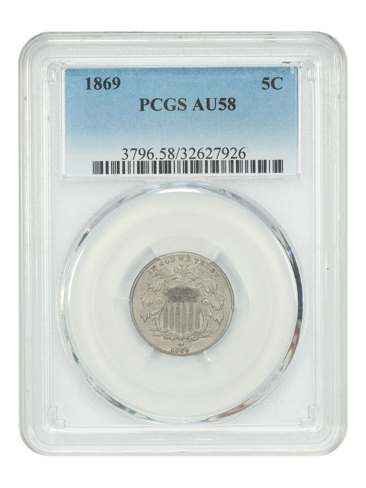 1869 5C PCGS AU58