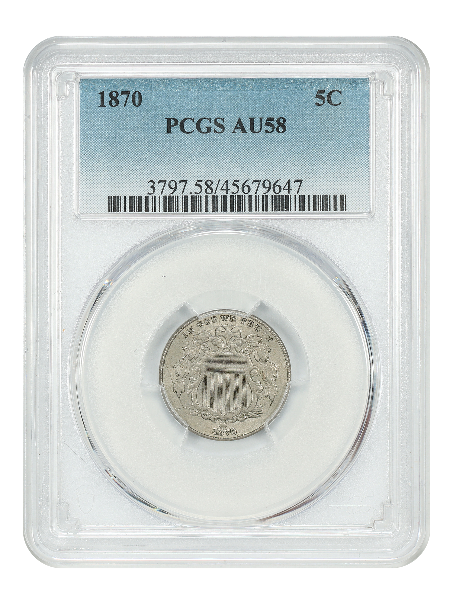 1870 5C PCGS AU58