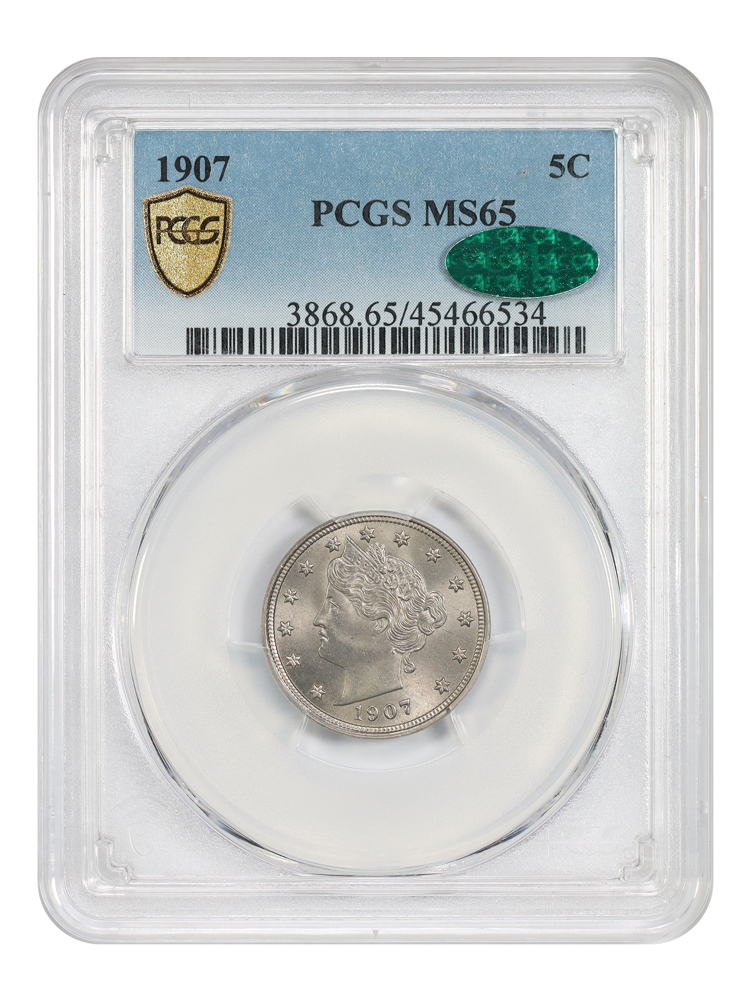 1907 5C PCGS/CAC MS65