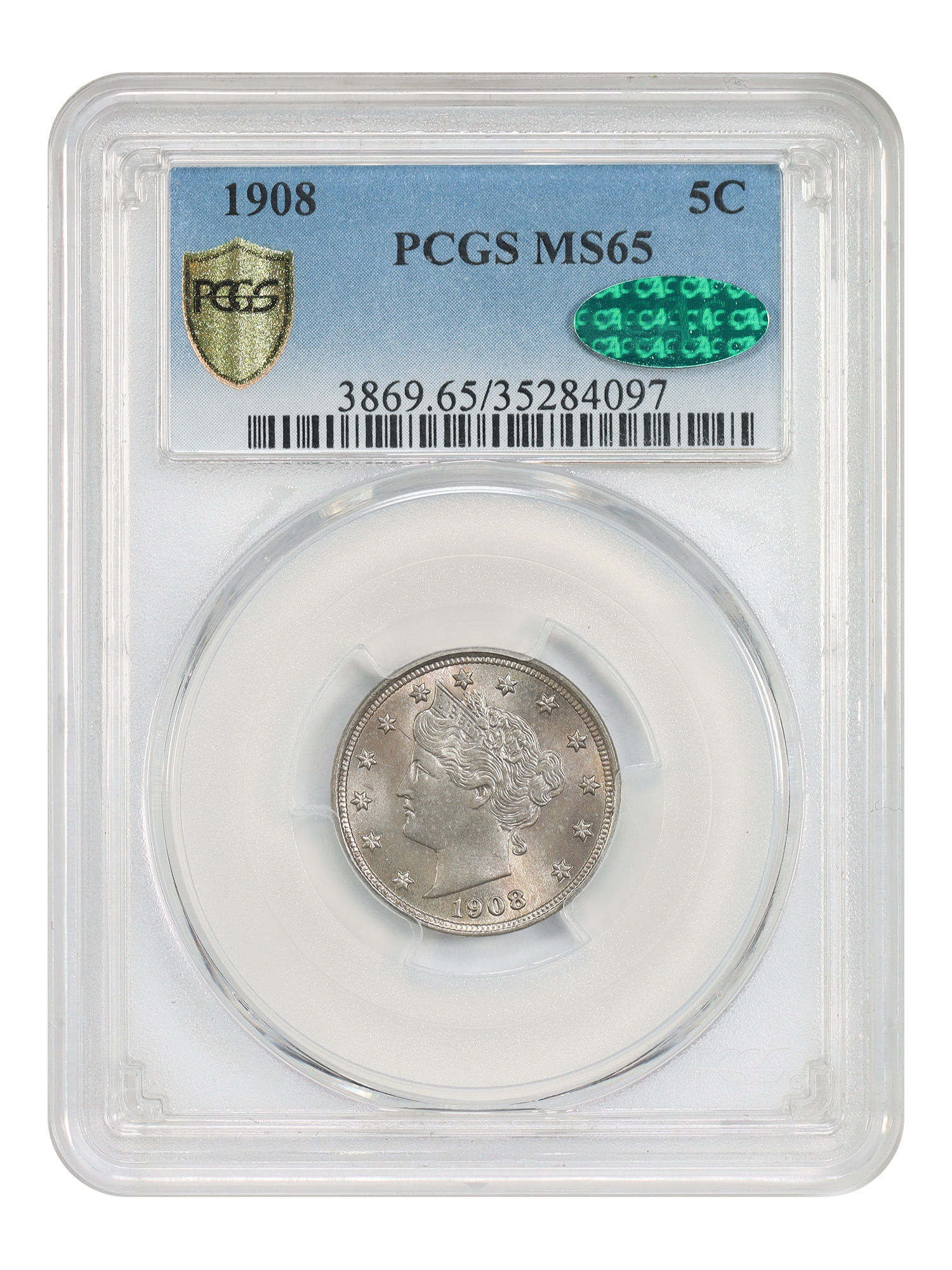 1908 5C PCGS/CAC MS65