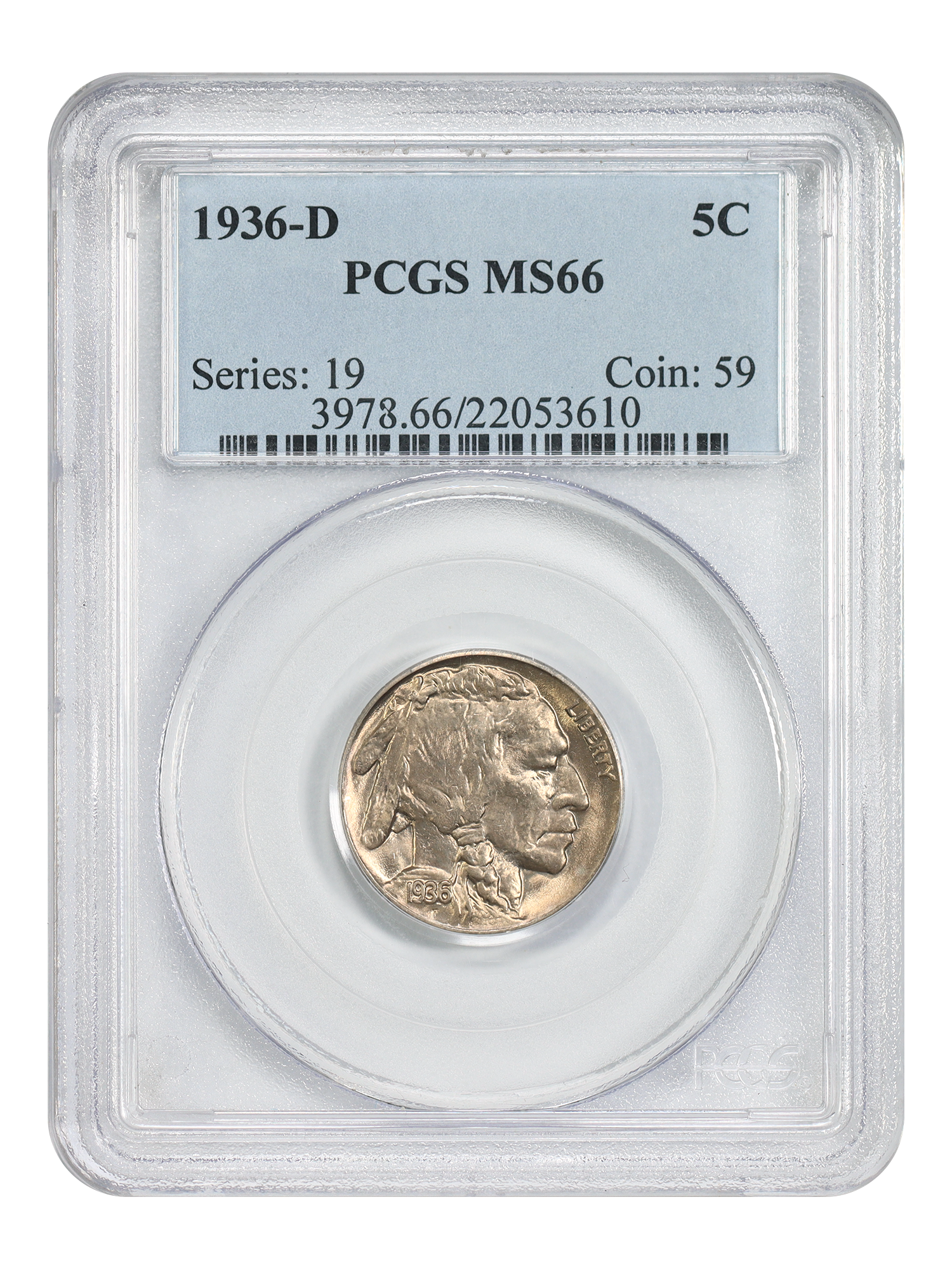 1936-D 5C PCGS MS66