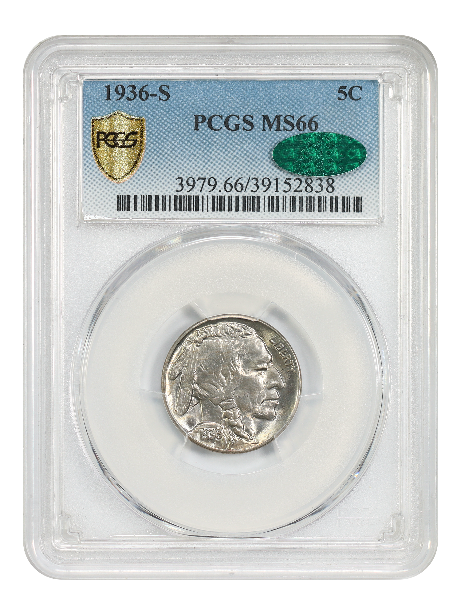 1936-S 5C PCGS/CAC MS66