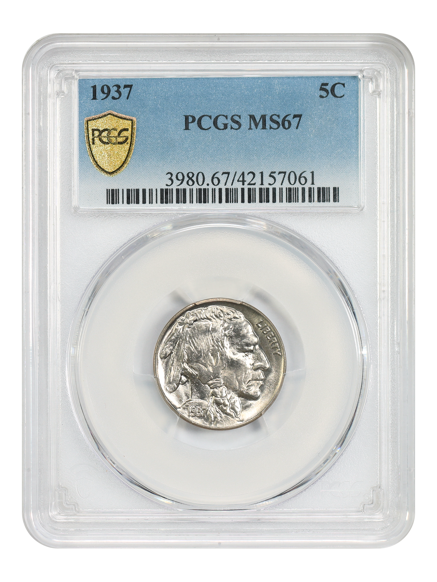 1937 5C PCGS MS67
