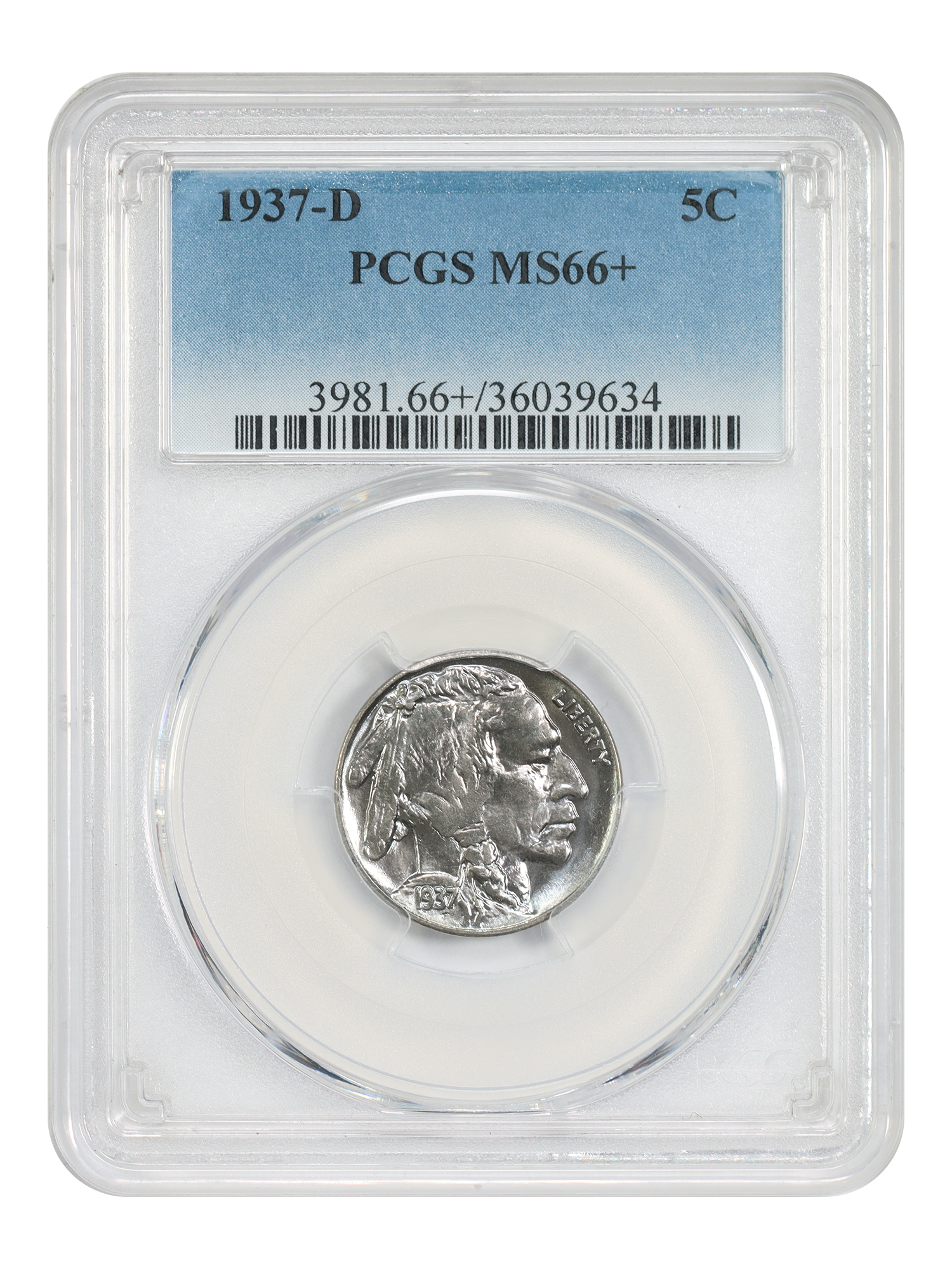 1937-D 5C PCGS MS66+