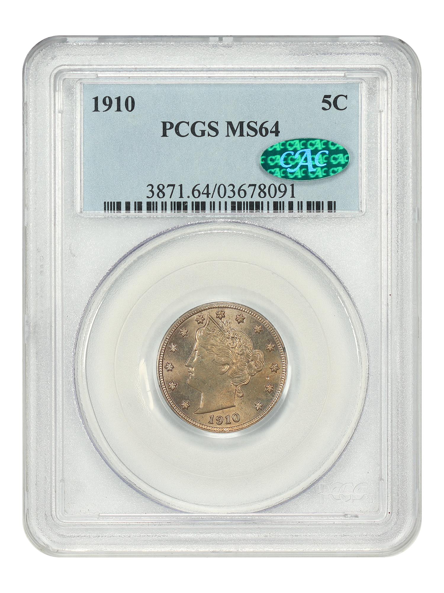 1910 5C PCGS/CAC MS64