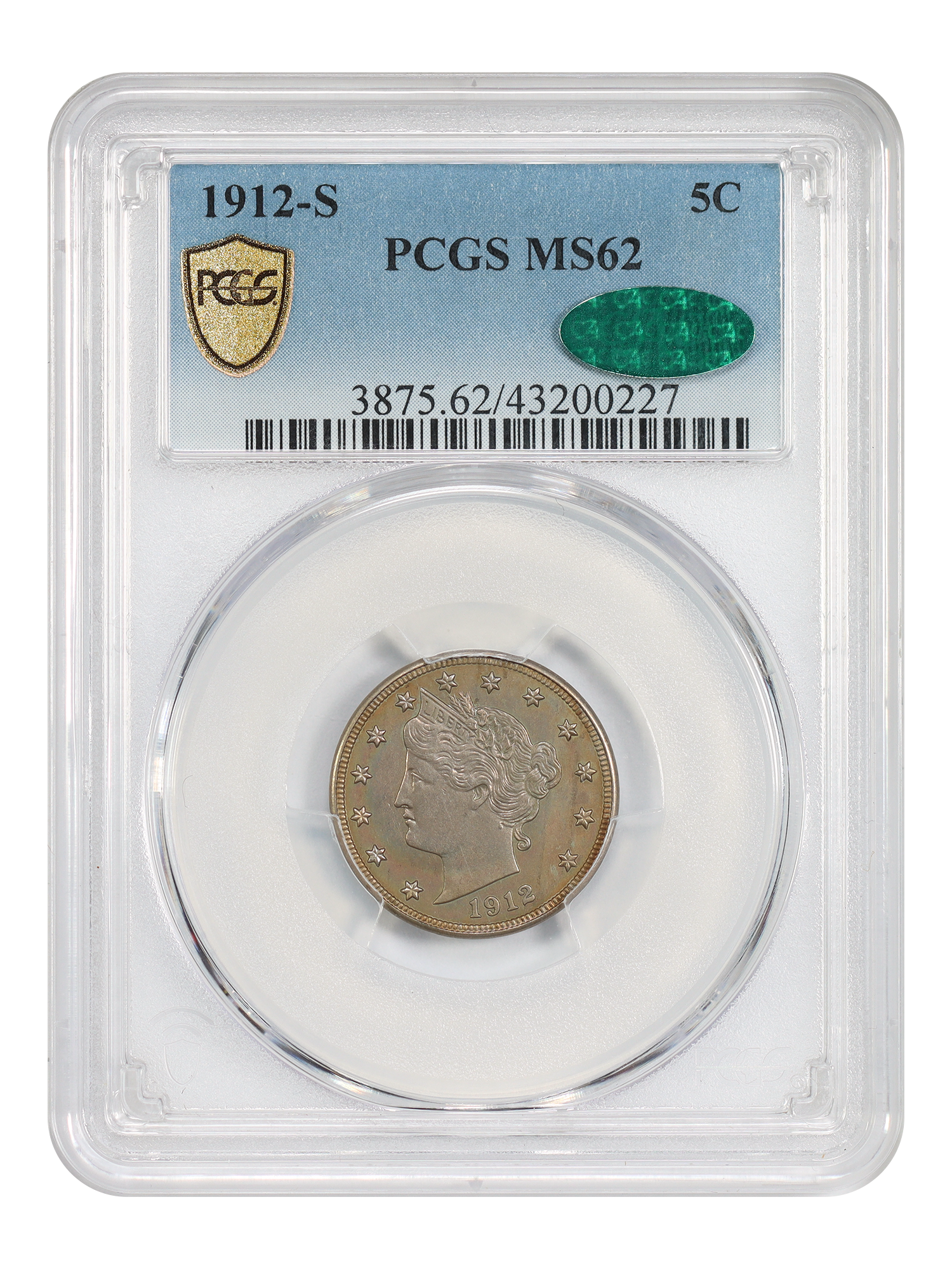 1912-S 5C PCGS/CAC MS62