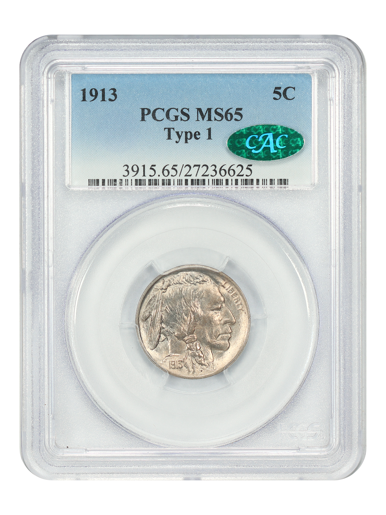 1913 5C PCGS/CAC MS65 (Type 1)