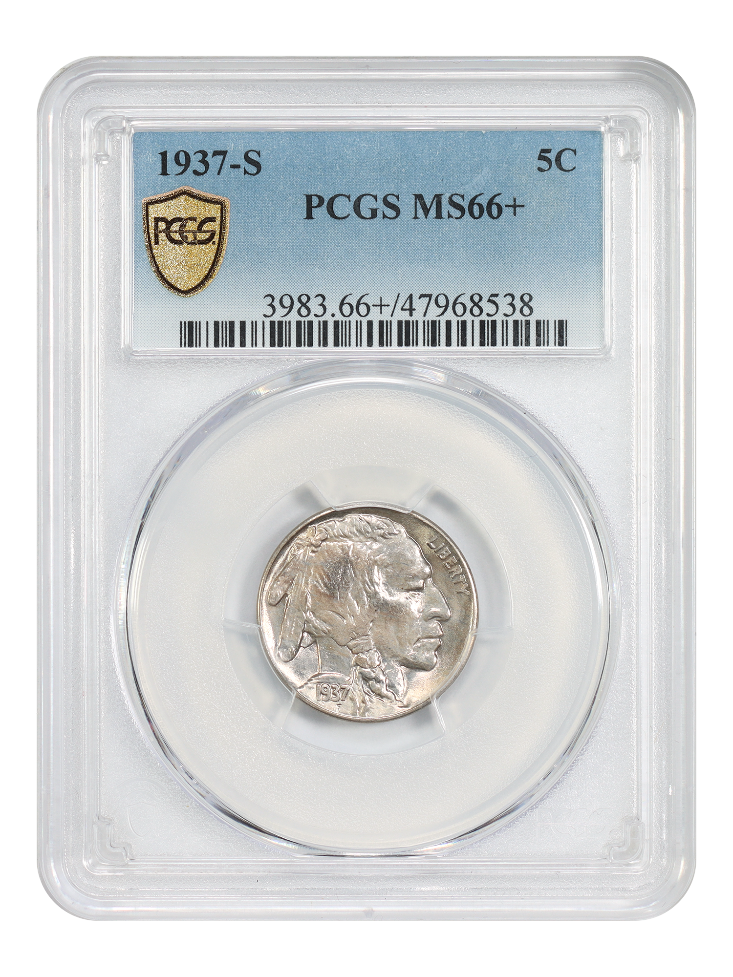 1937-S 5C PCGS MS66+