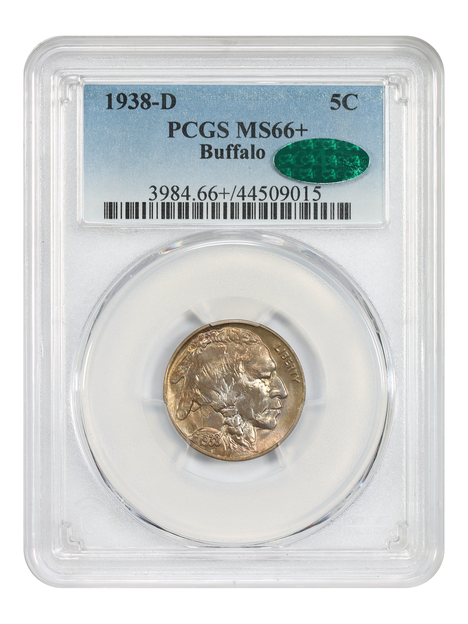 1938-D 5C Buffalo PCGS/CAC MS66+