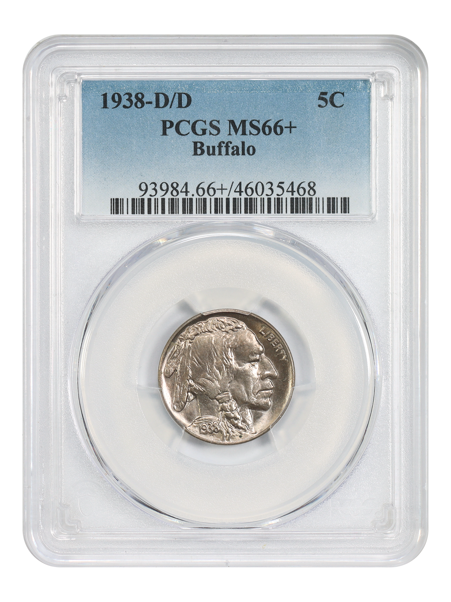 1938-D/D 5C Buffalo PCGS MS66+
