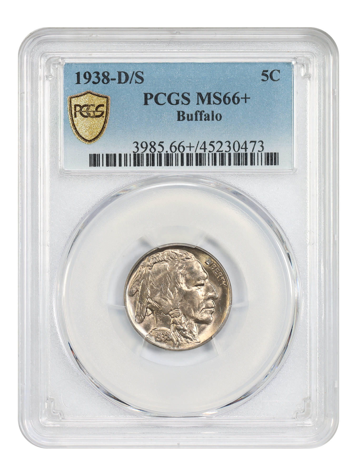 1938-D/S 5C Buffalo PCGS MS66+