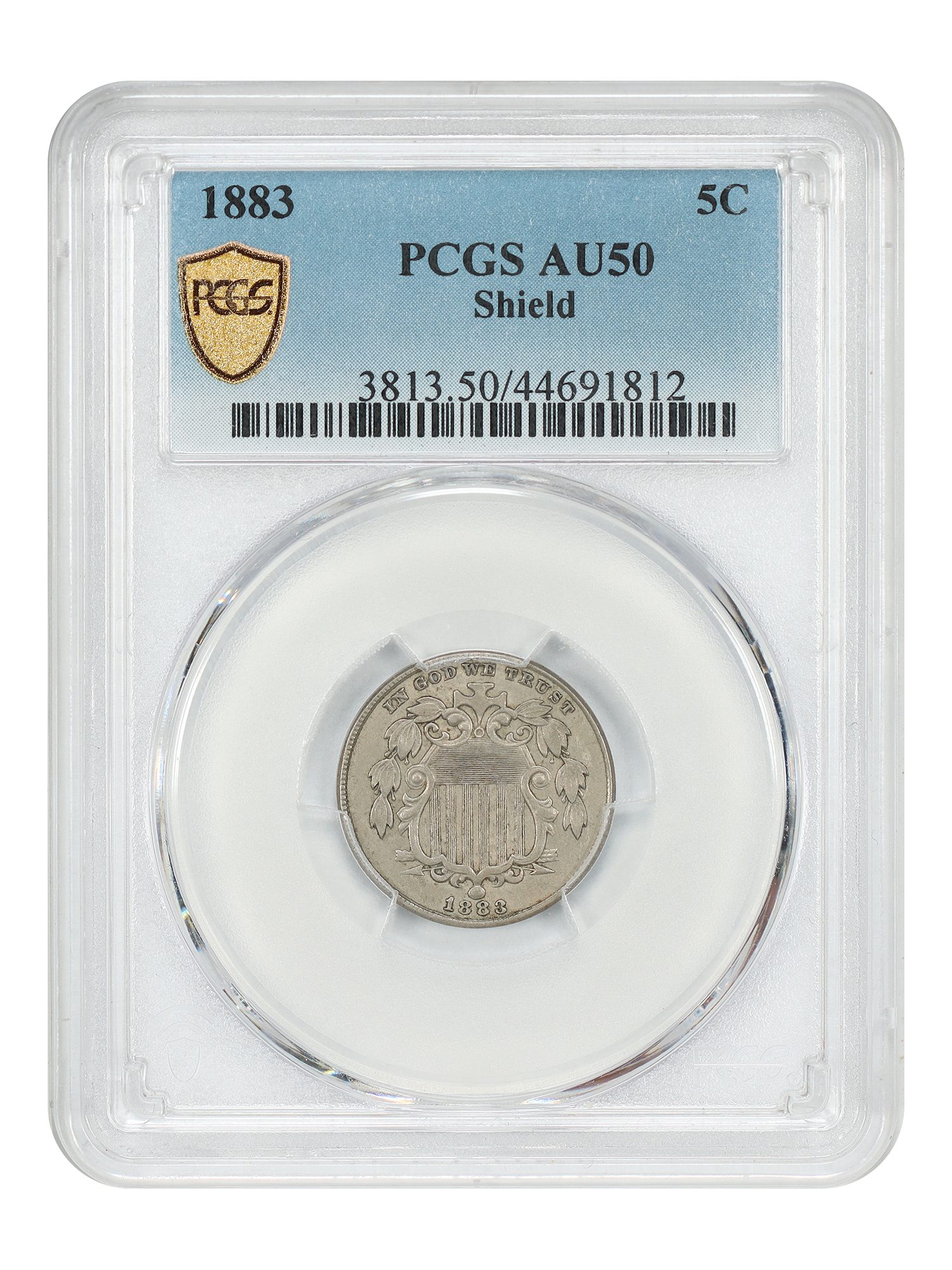 1883 5C Shield PCGS AU50