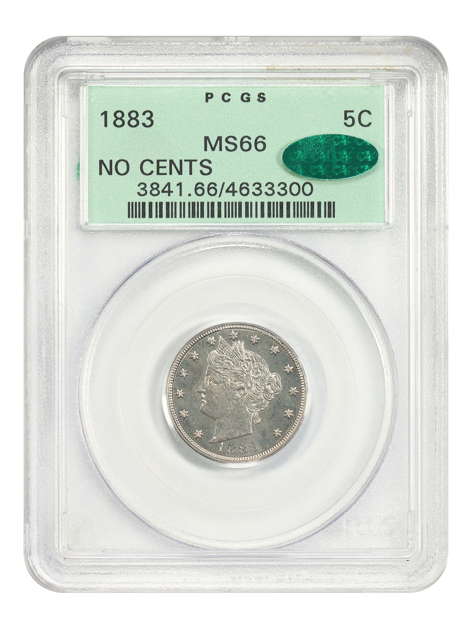 1883 5C PCGS/CAC MS66 (No CENTS, OGH)