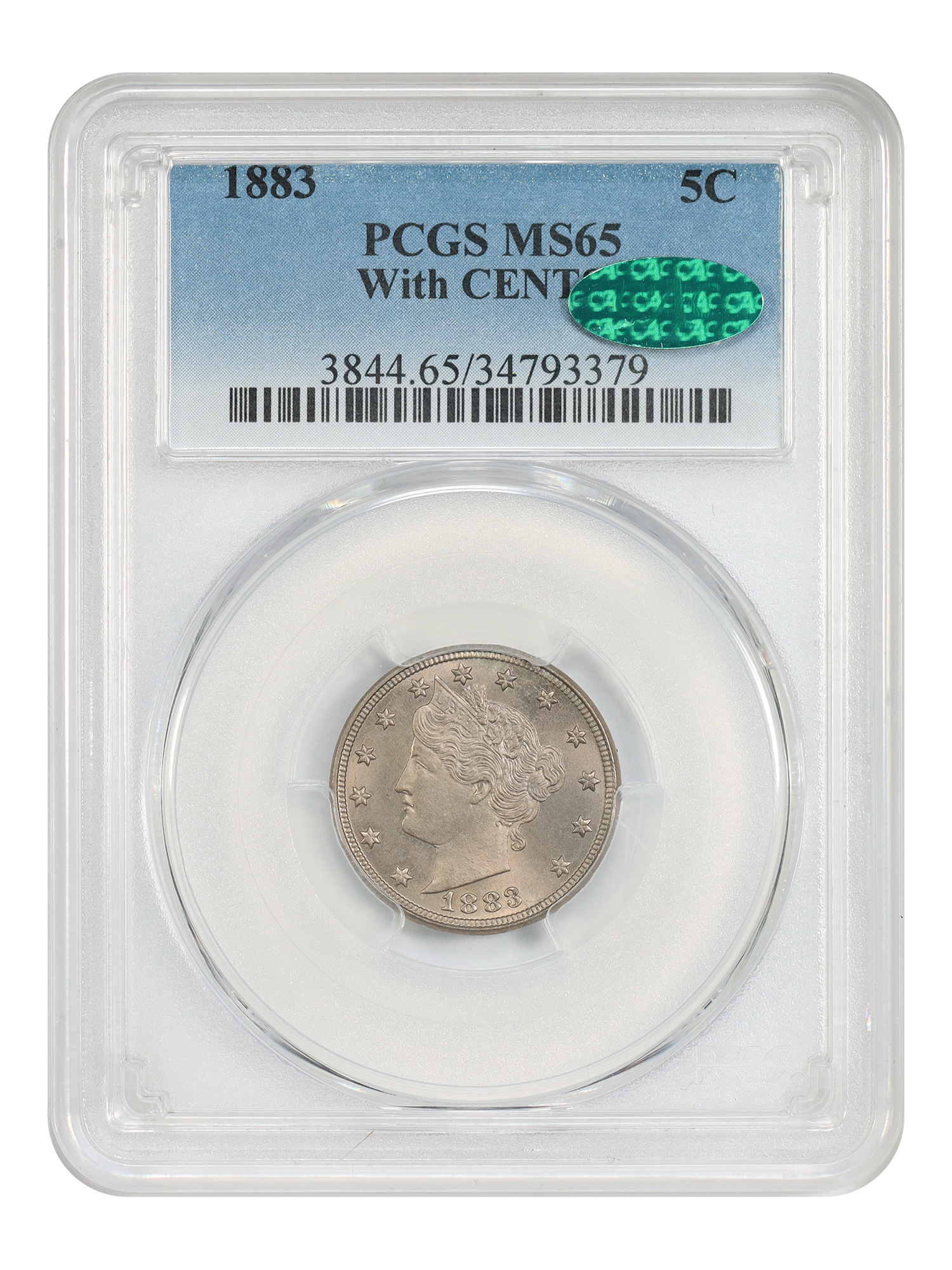 1883 5C PCGS/CAC MS65 (With CENTS)