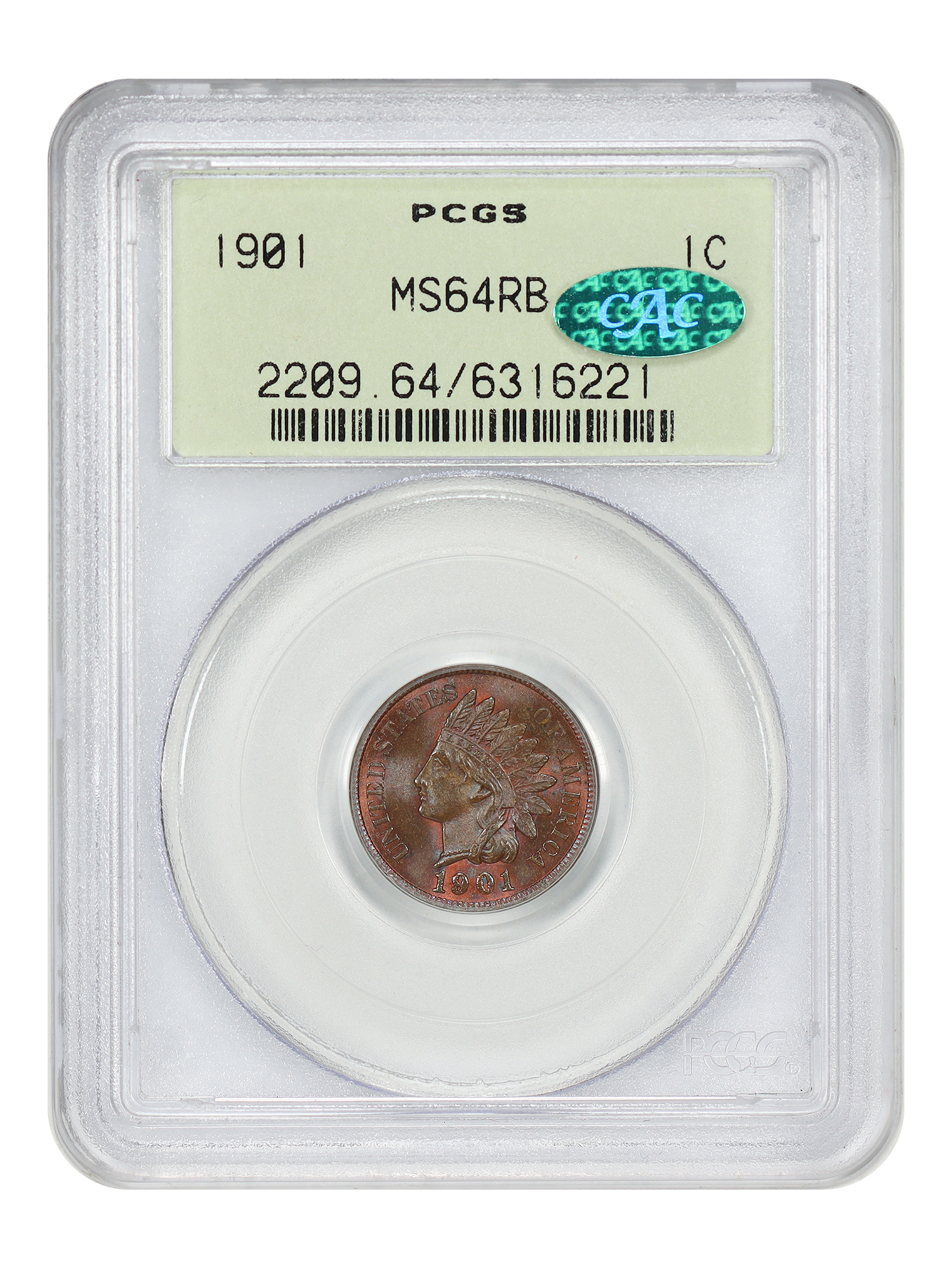 1901 1C PCGS/CAC MS64RB (OGH)
