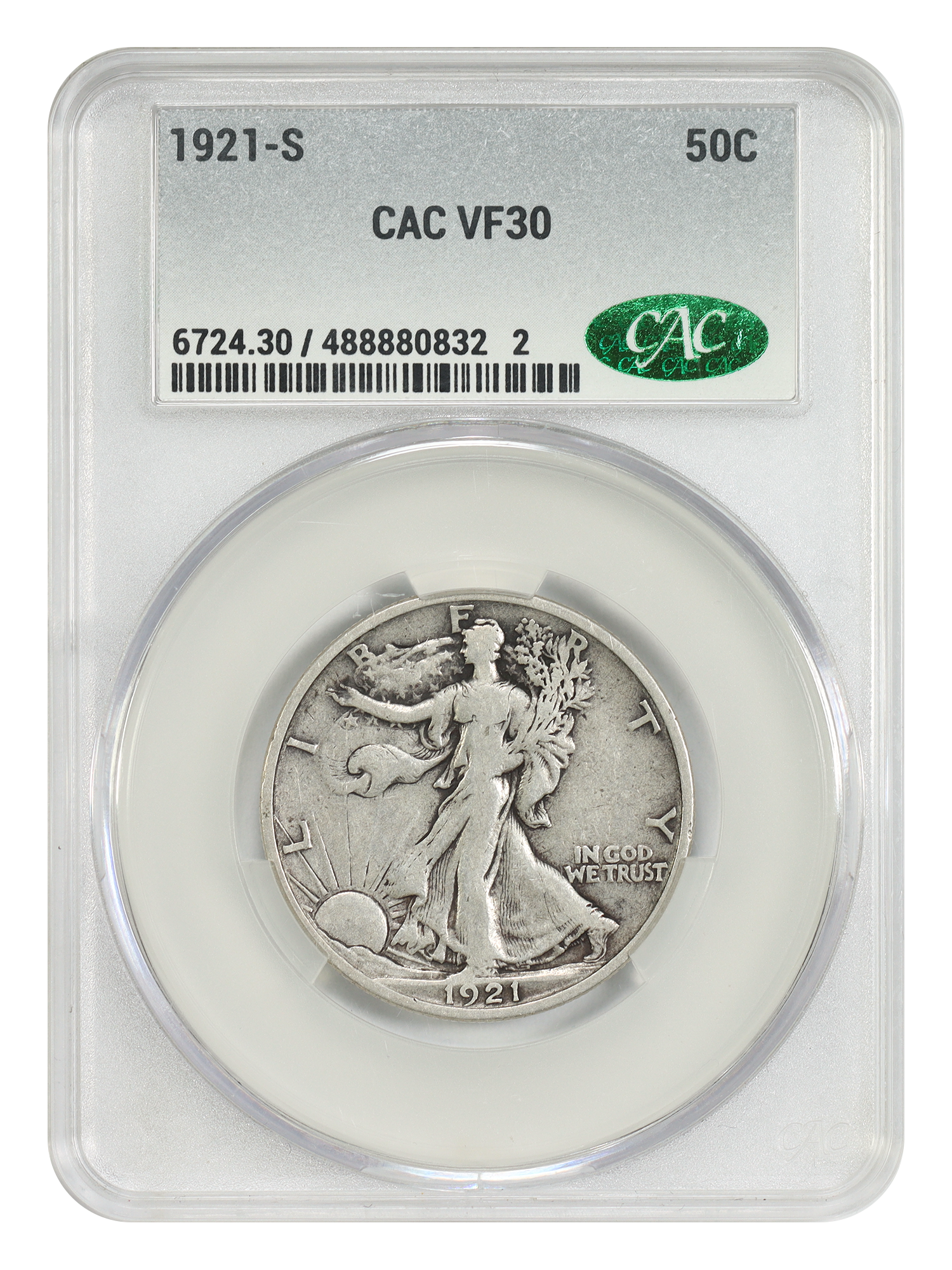 1921-S 50C CACG VF30