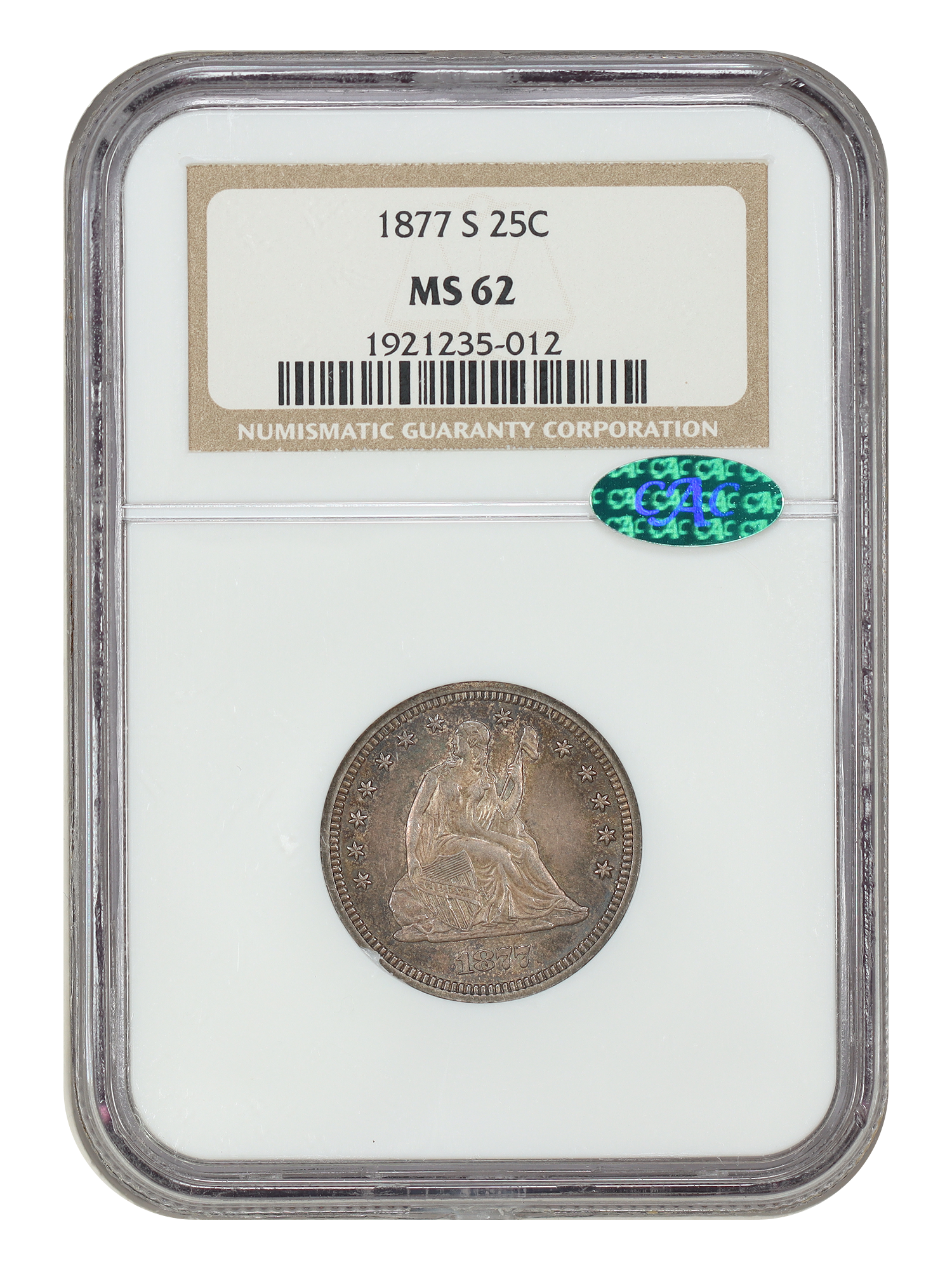 1877-S 25C NGC/CAC MS62