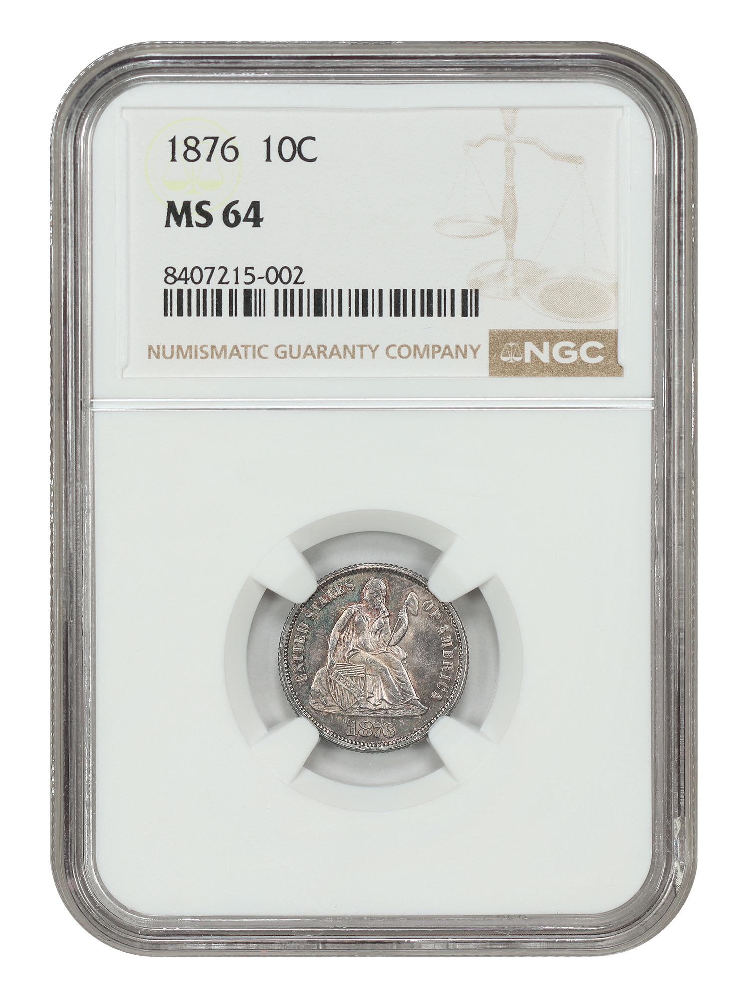 1876 10C NGC MS64