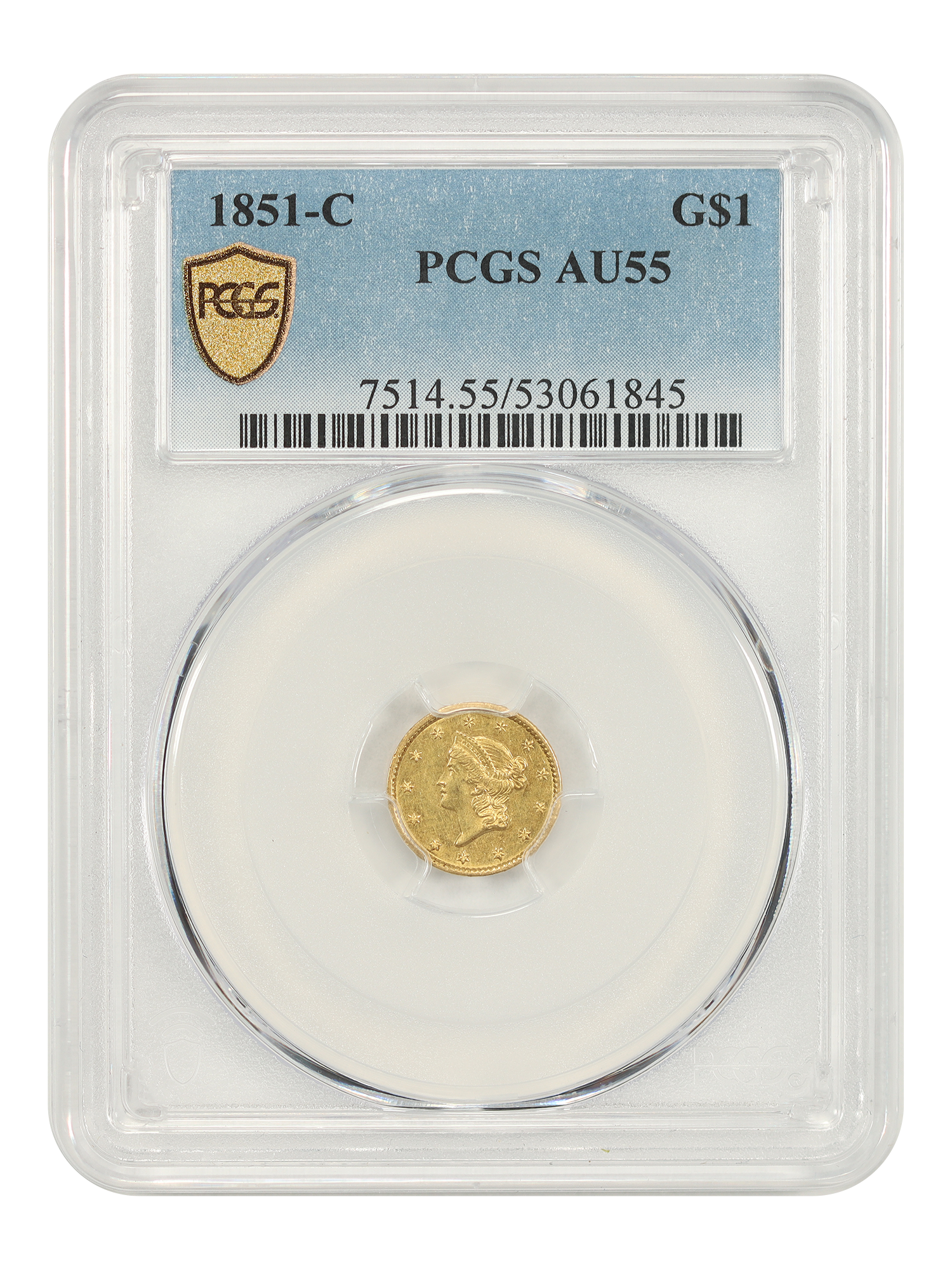 1851-C G$1 PCGS AU55