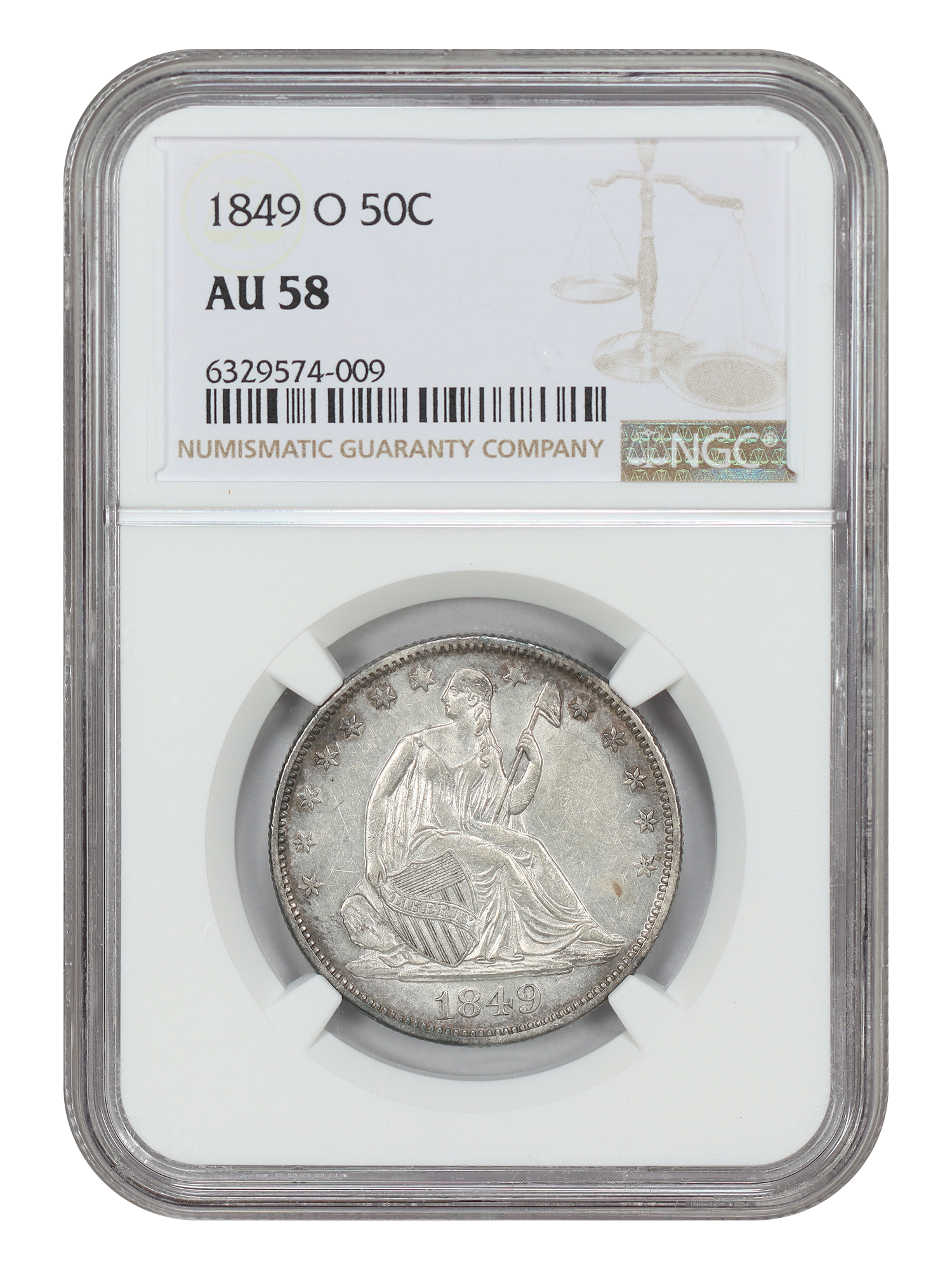 1849-O 50C NGC AU58