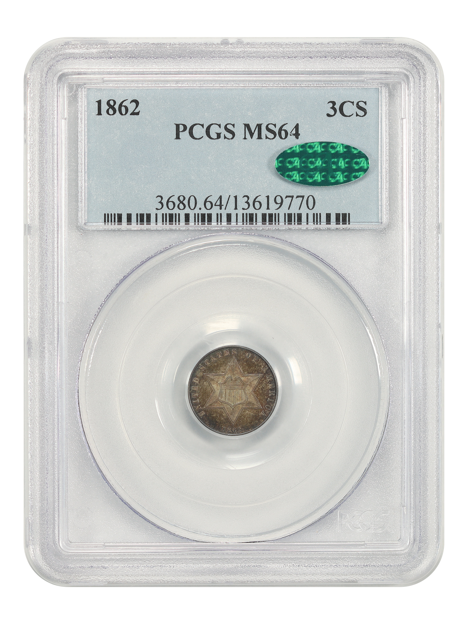 1862 3CS PCGS/CAC MS64