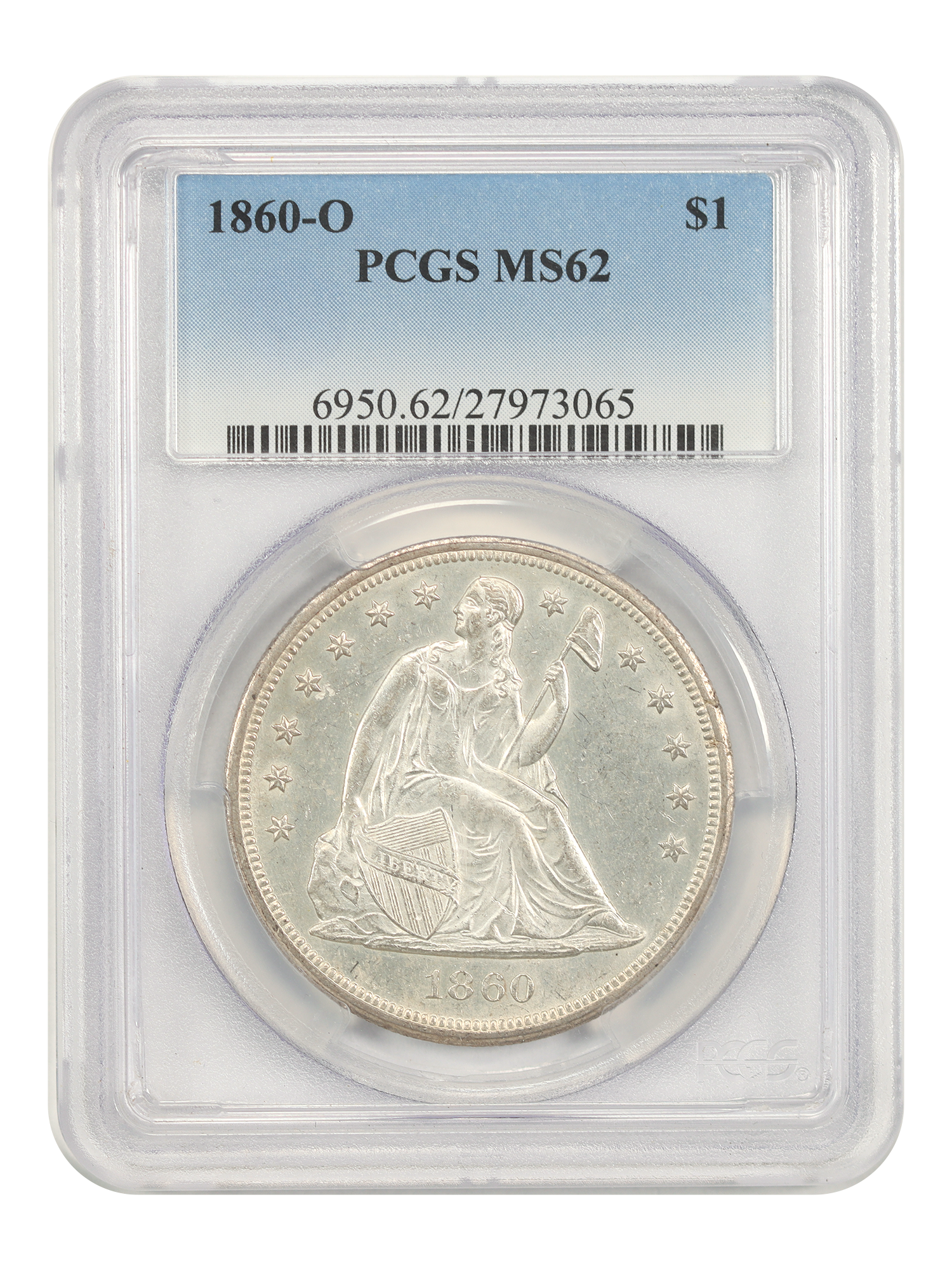 1860-O $1 PCGS MS62