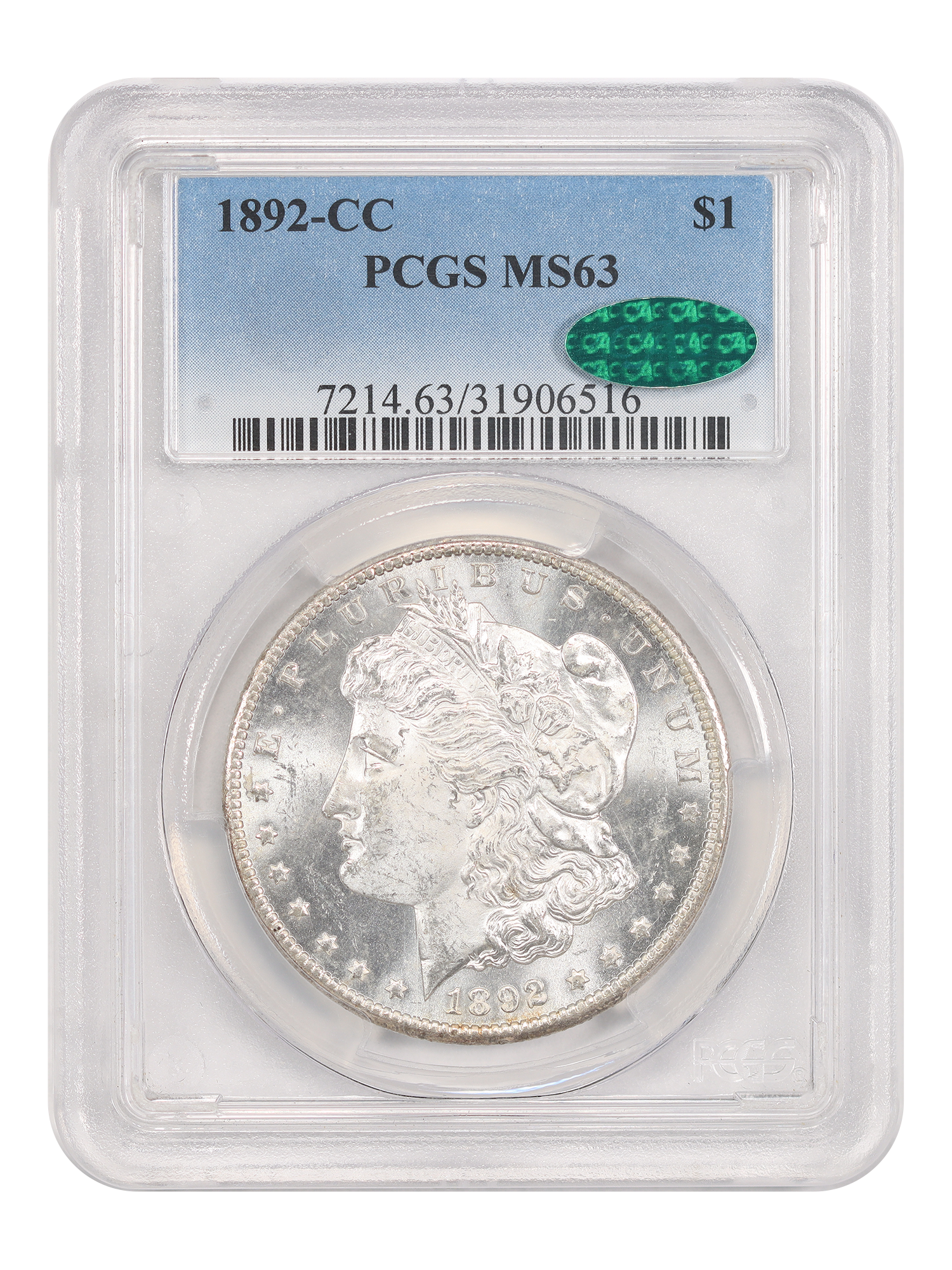 1892-CC $1 PCGS/CAC MS63