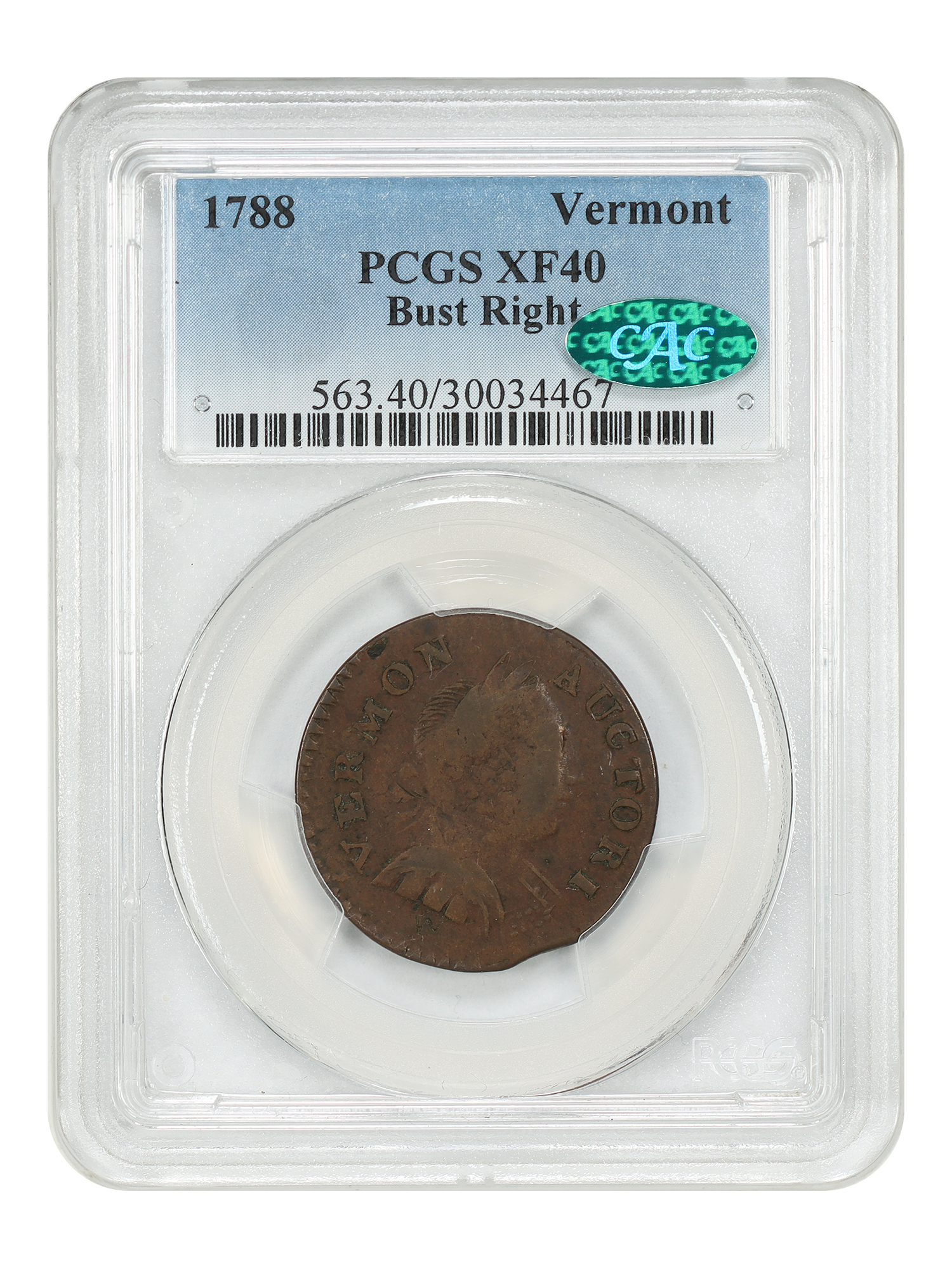 1788 Vermont PCGS/CAC XF40 (Bust Right)
