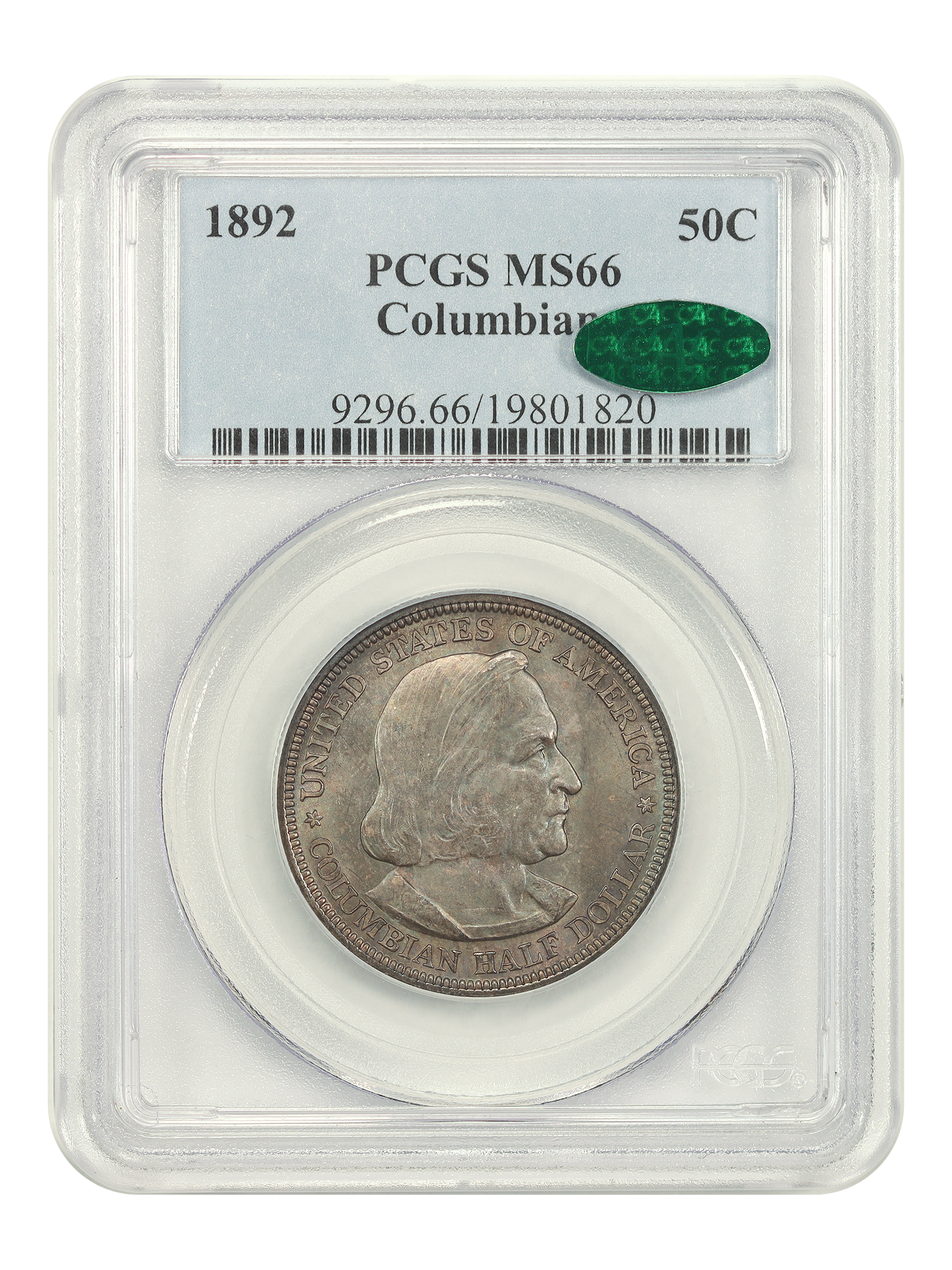 1892 50C Columbian PCGS/CAC MS66