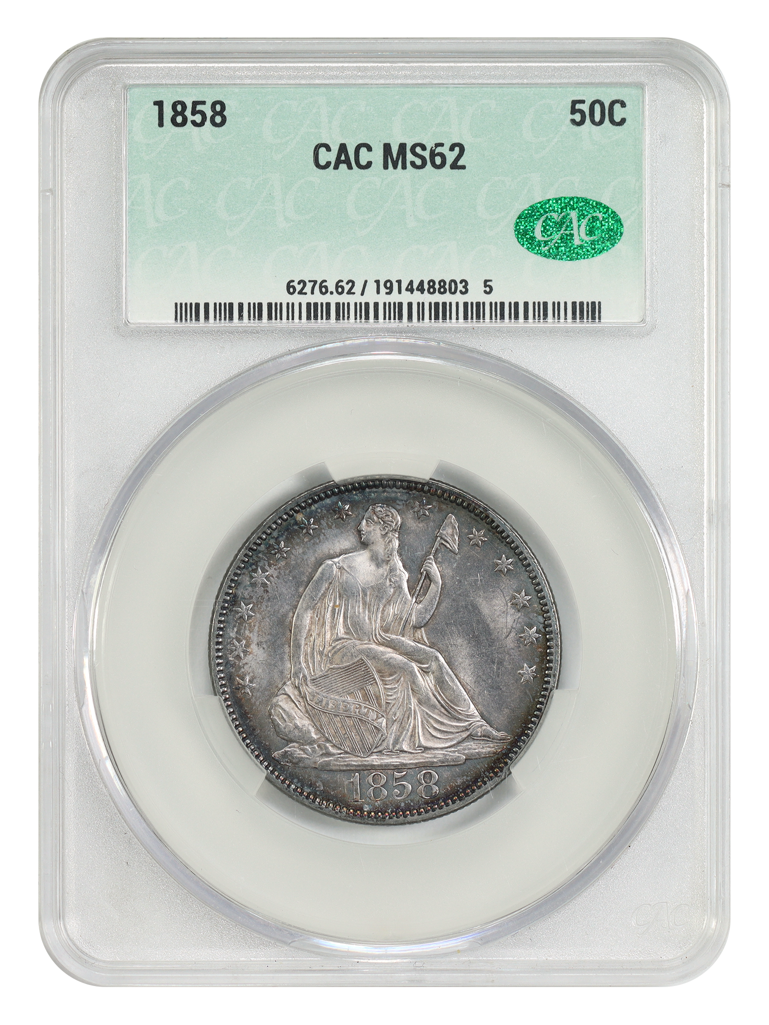 1858 50C CACG MS62